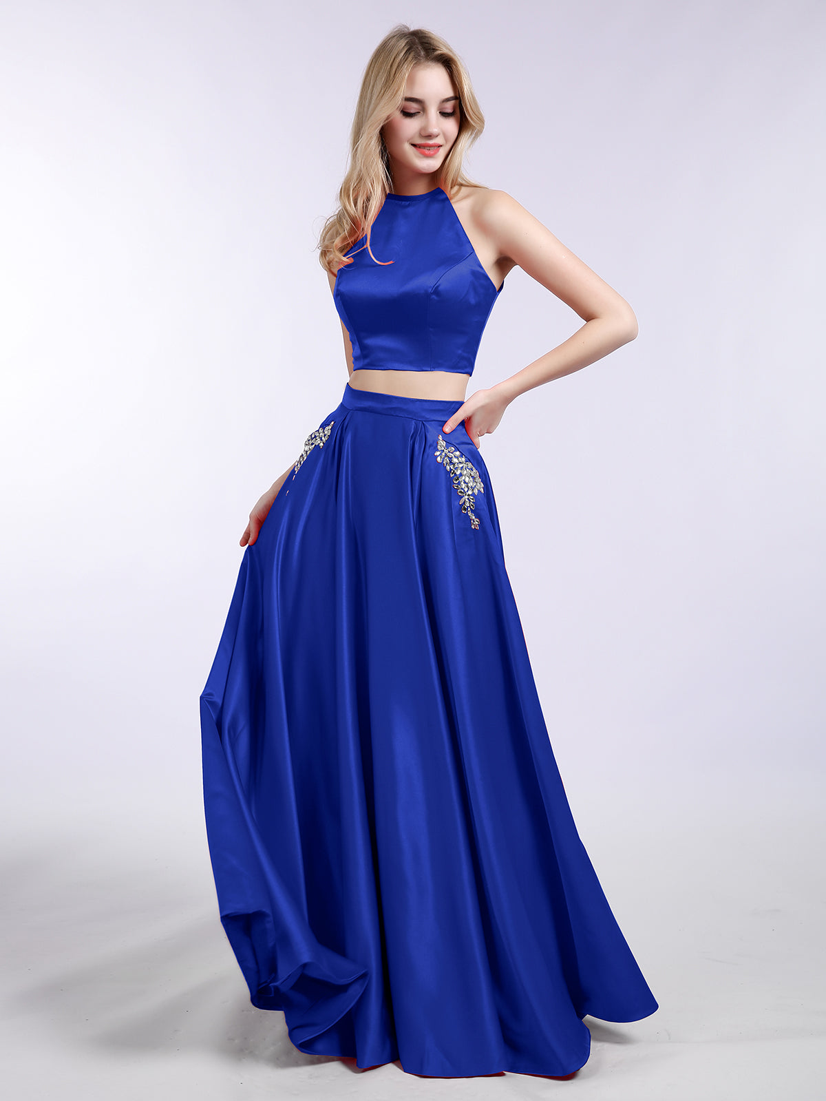 Royal blue 2025 dress 2 piece