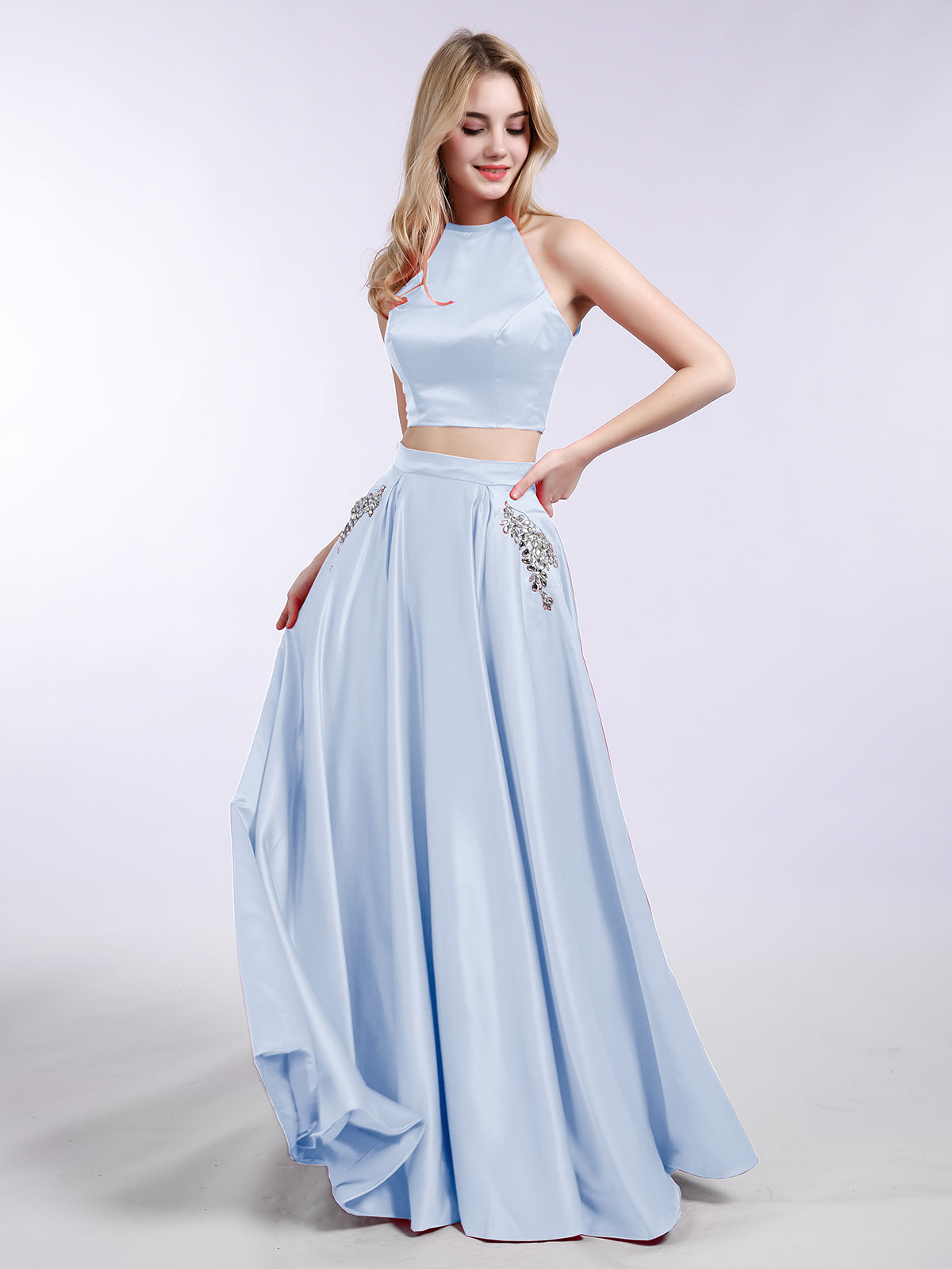 2 piece prom dresses clearance with pockets