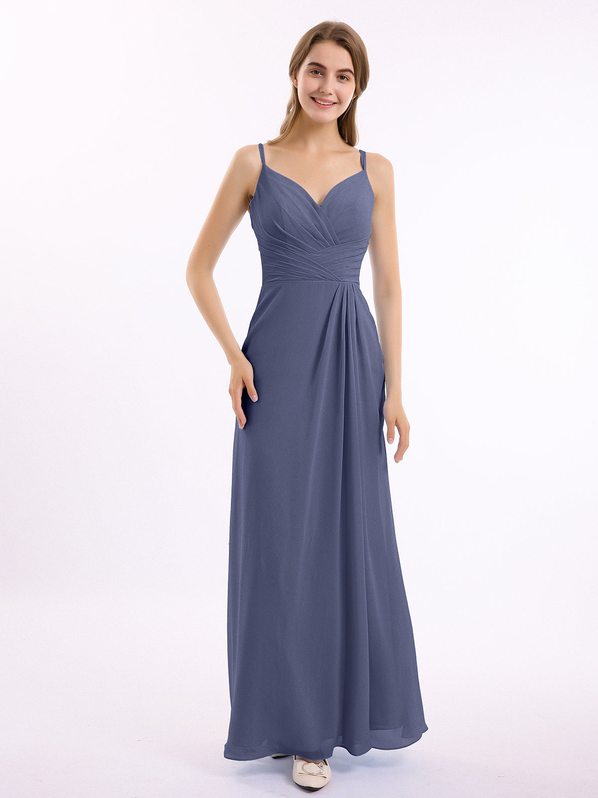Square Neck Spaghetti Straps Chiffon Dresses Stormy main image 1