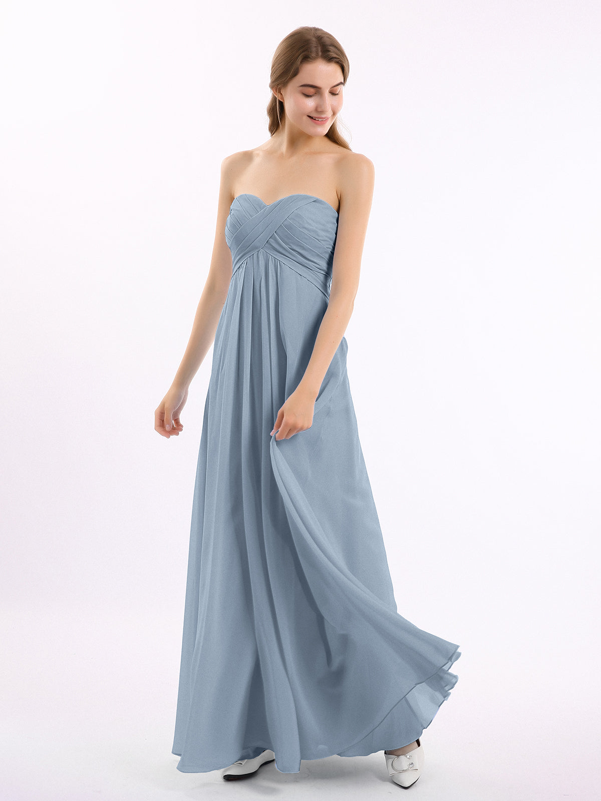 Deep Sweetheart Neck Empire Boho Dresses Olive Green