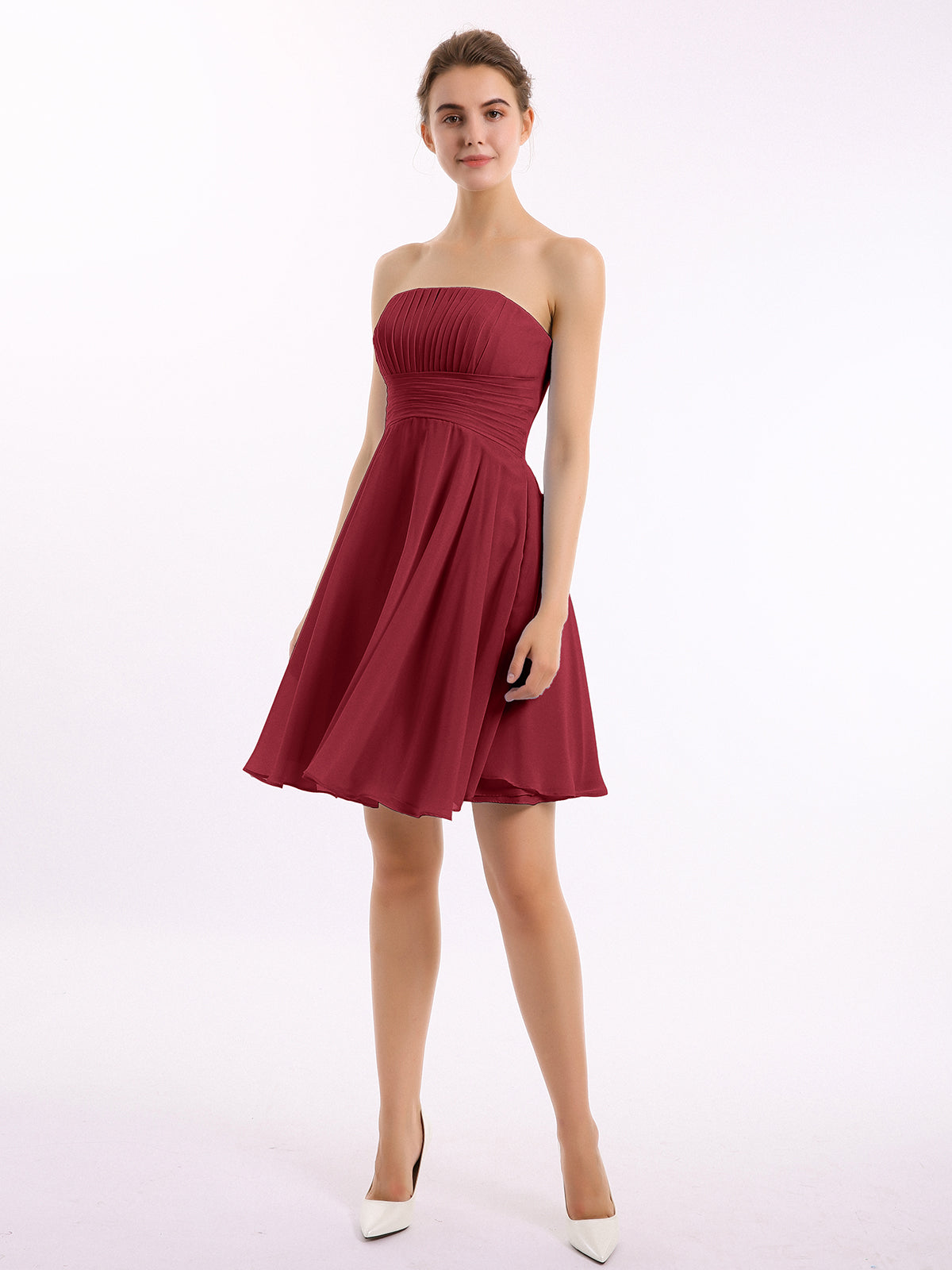 Strapless burgundy clearance bridesmaid dresses