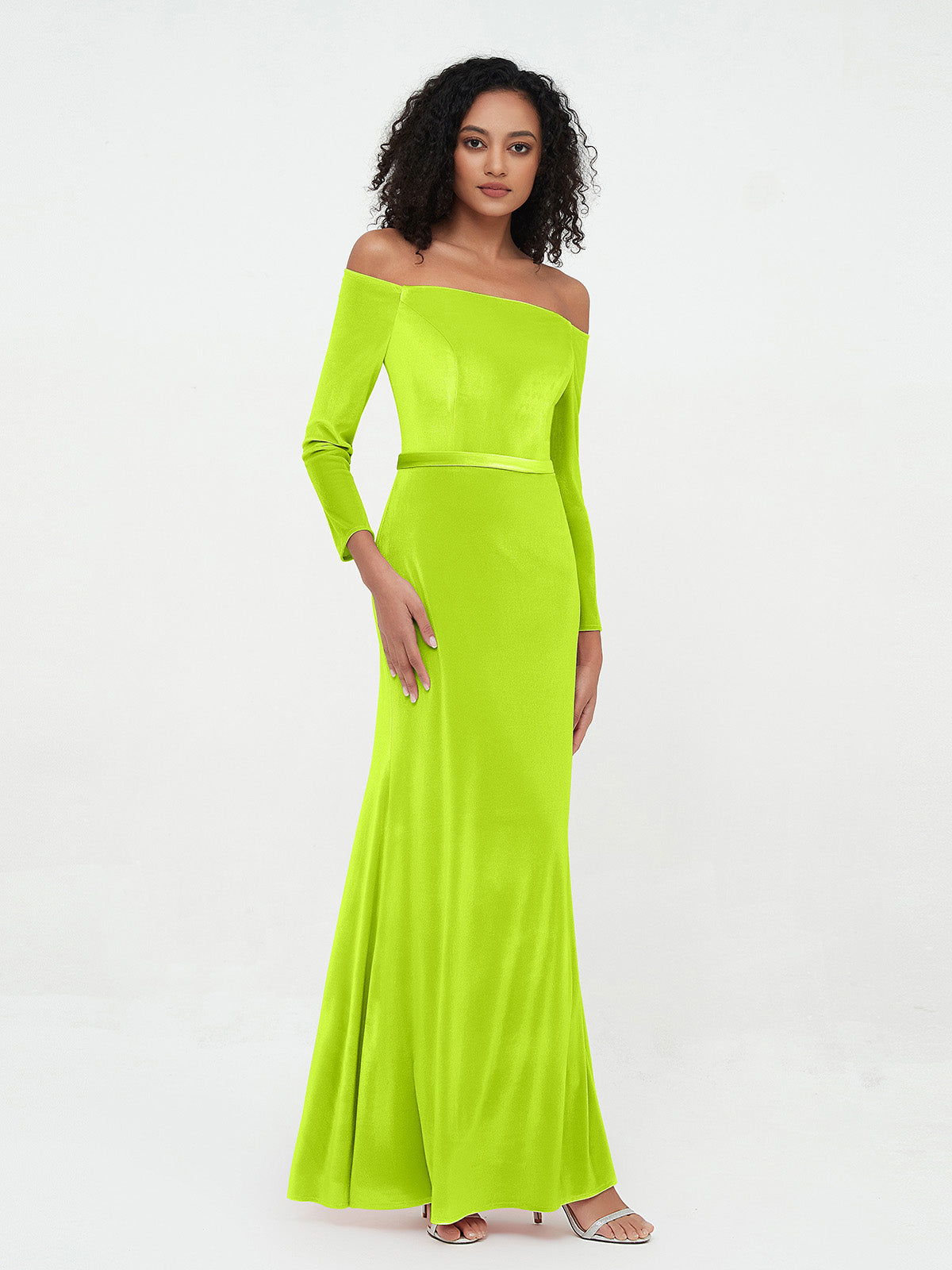 Lime green 2024 long sleeve dress