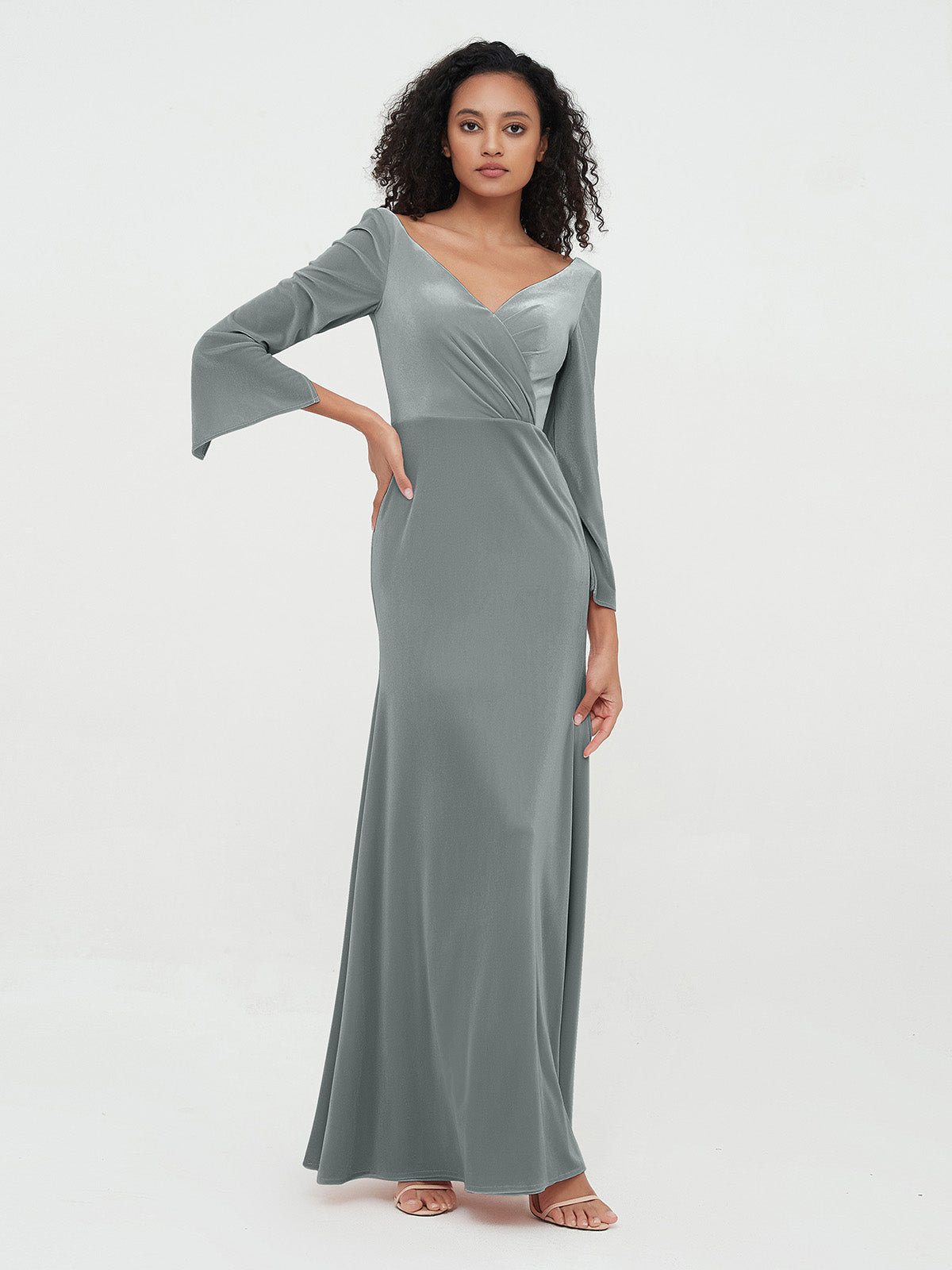 Grey gown hot sale long sleeve