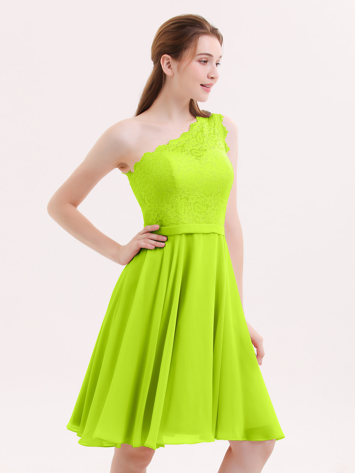 Lime green shop one shoulder dress