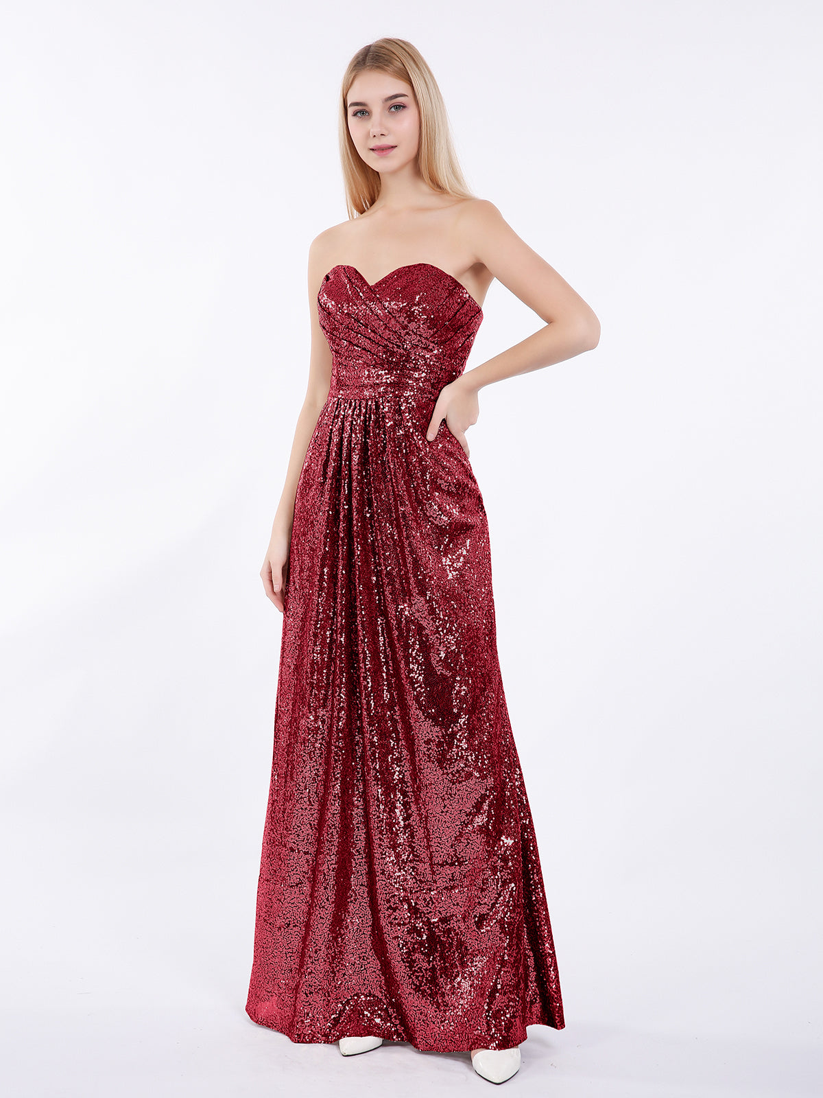 Long burgundy outlet sequin dress