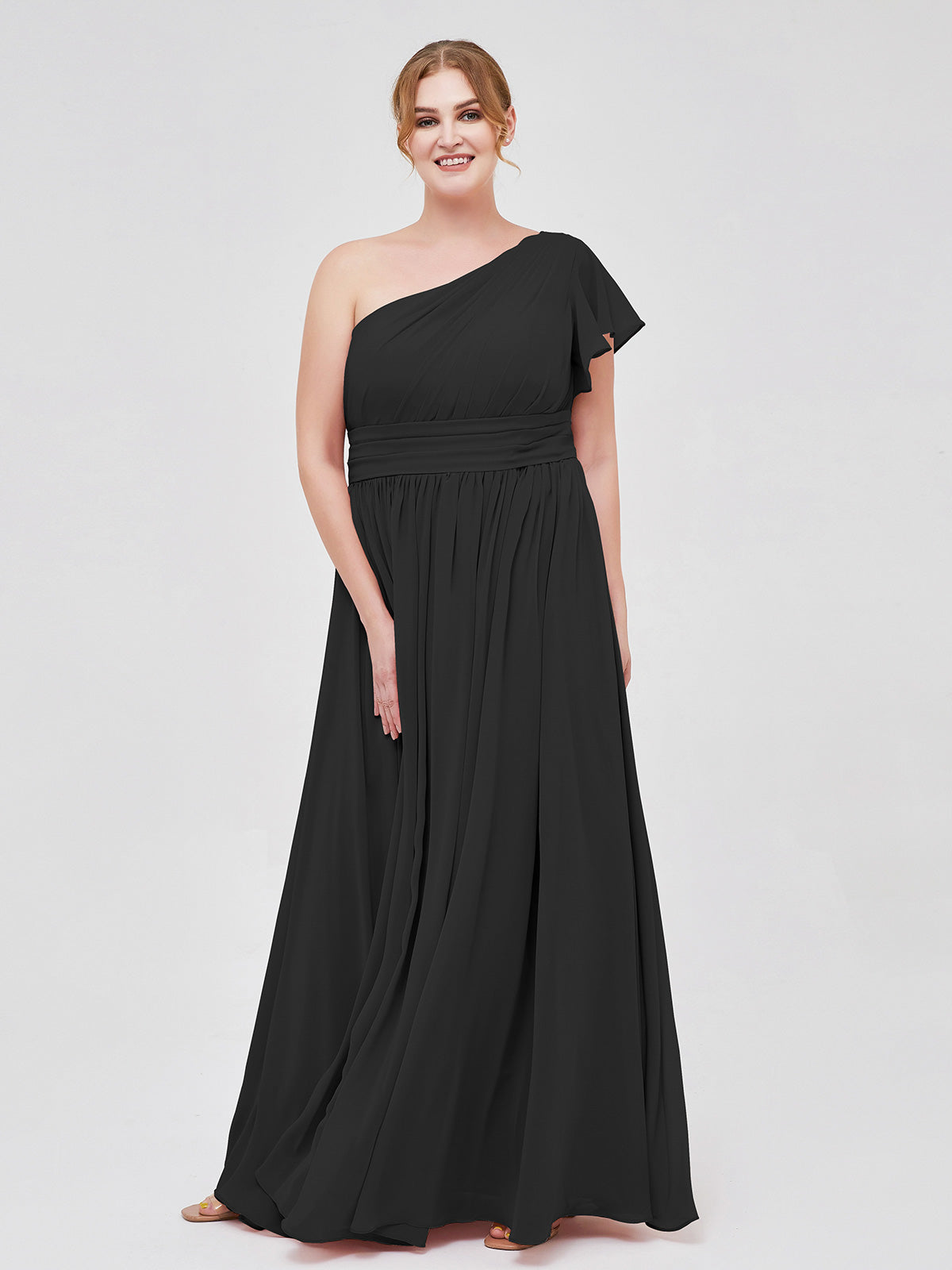 Black floor length dress plus size best sale