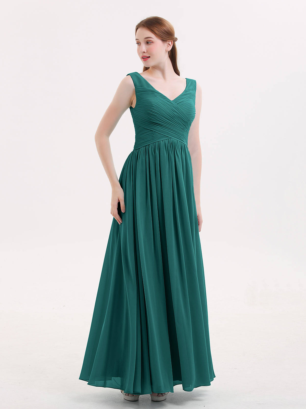 BABARONI Chiffon Peacock Bridesmaid Dresses Empire V-neck Sleeveless Floor-length BABARONI UK BABARONI Chiffon Peacock Bridesmaid Dresses Empire V-neck Sleeveless Floor-length BABARONI UK