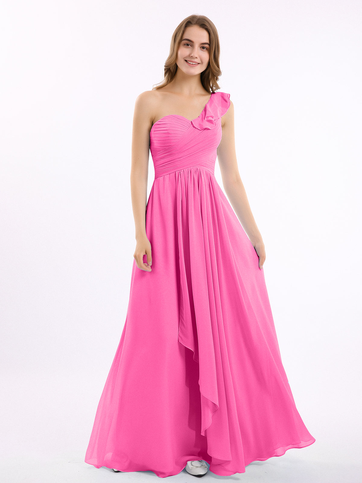 Boho Long Chiffon Gown with Ruffles Dusk