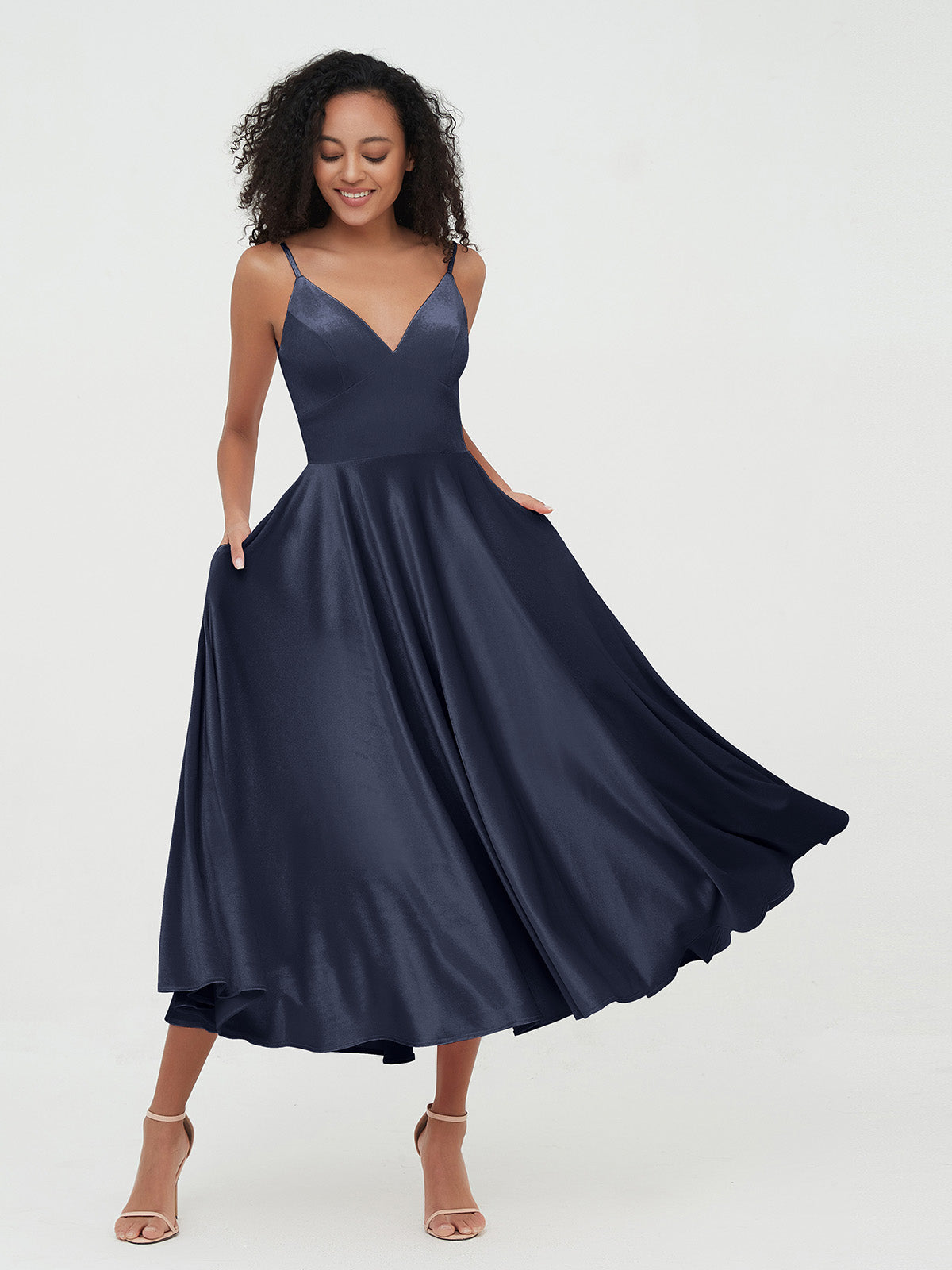 Navy midi prom store dress