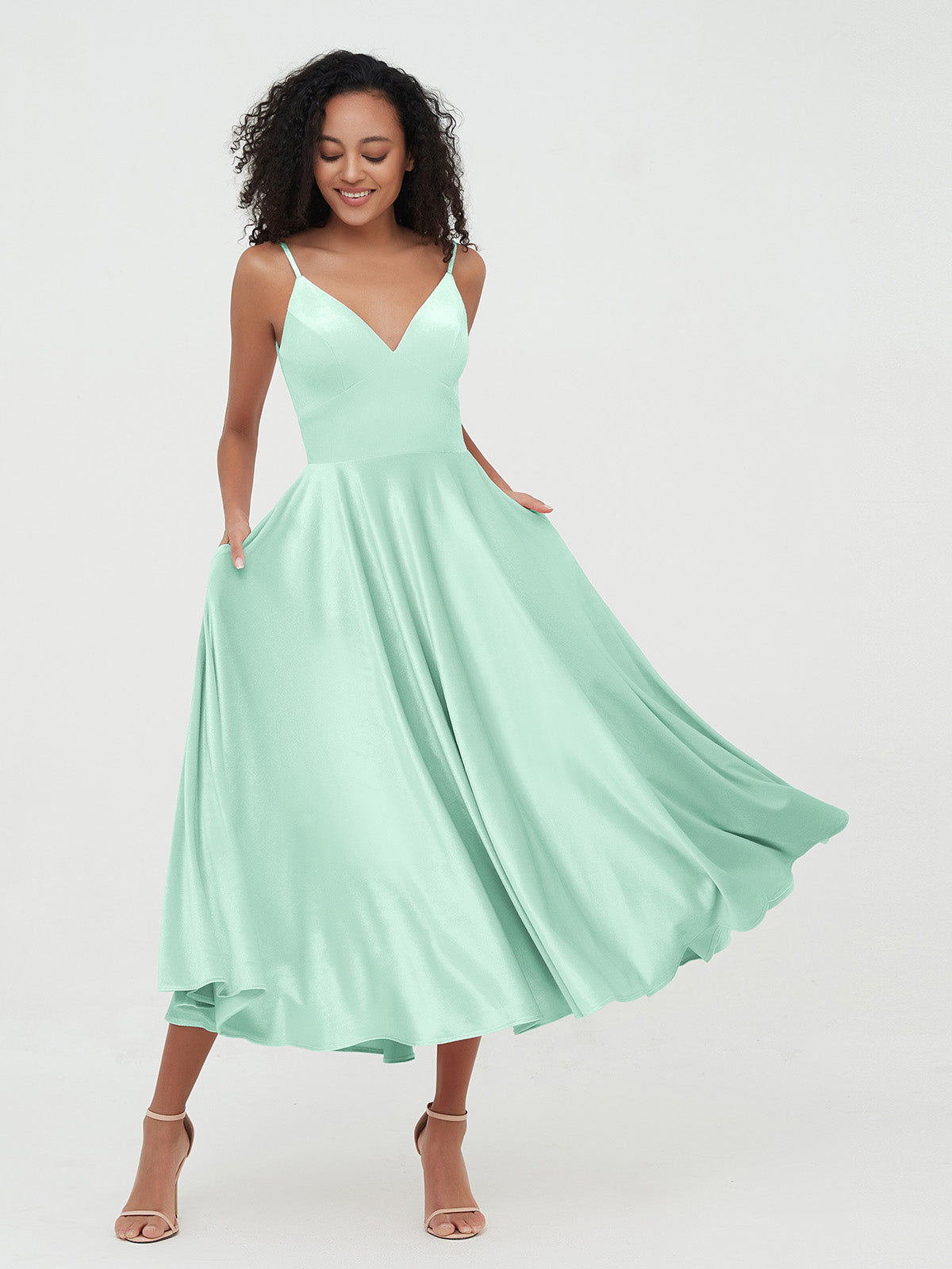 Mint Green Tea Length Dress Uk Modest A-line Scoop 3/4 Sleeves Tea-Length Chiffon Mint Green Tea Length Dress Uk Modest A-line Scoop 3/4 Sleeves Tea-Length Chiffon