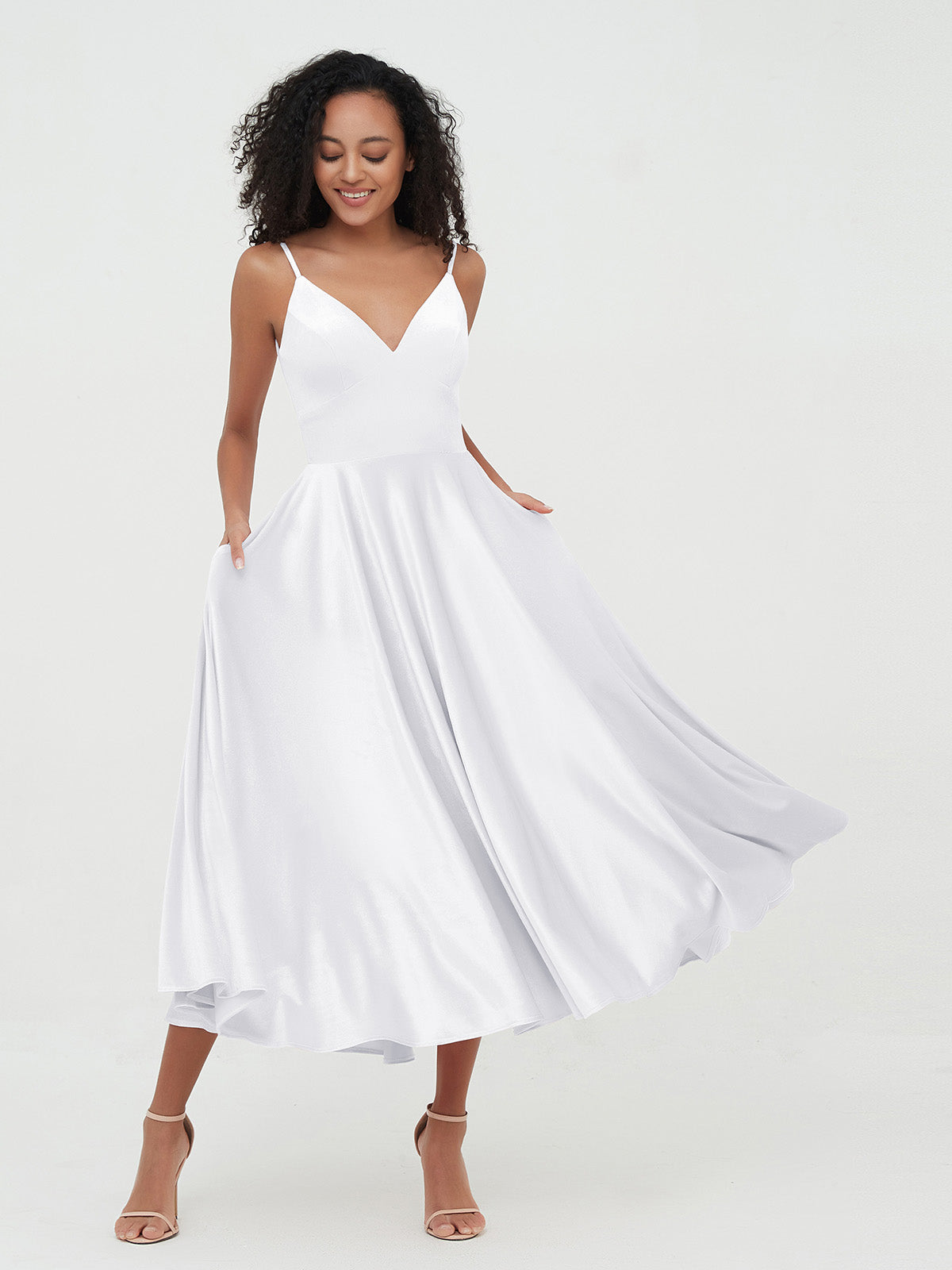 Spaghetti hot sale white dress