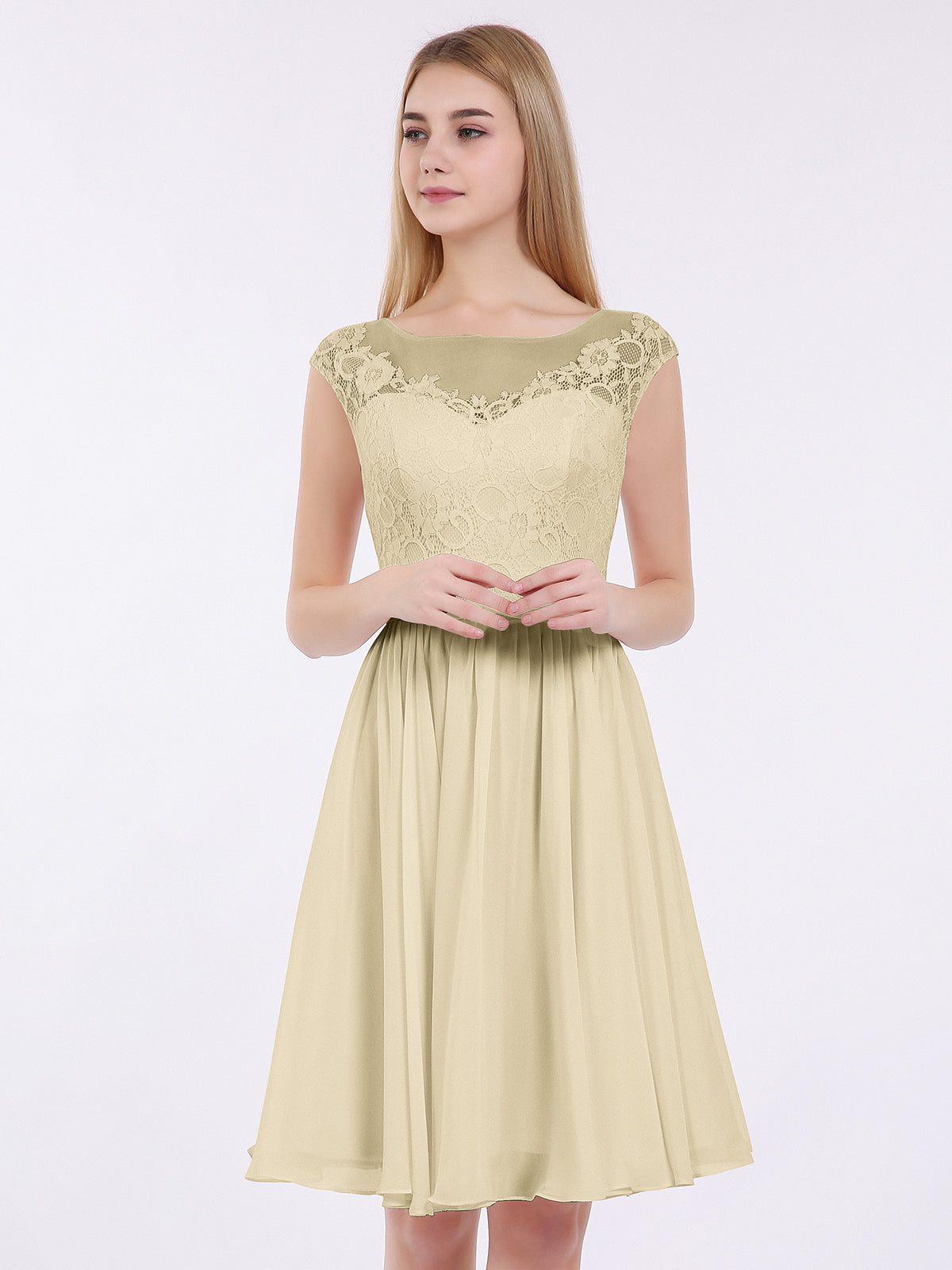 Champagne lace best sale cocktail dress