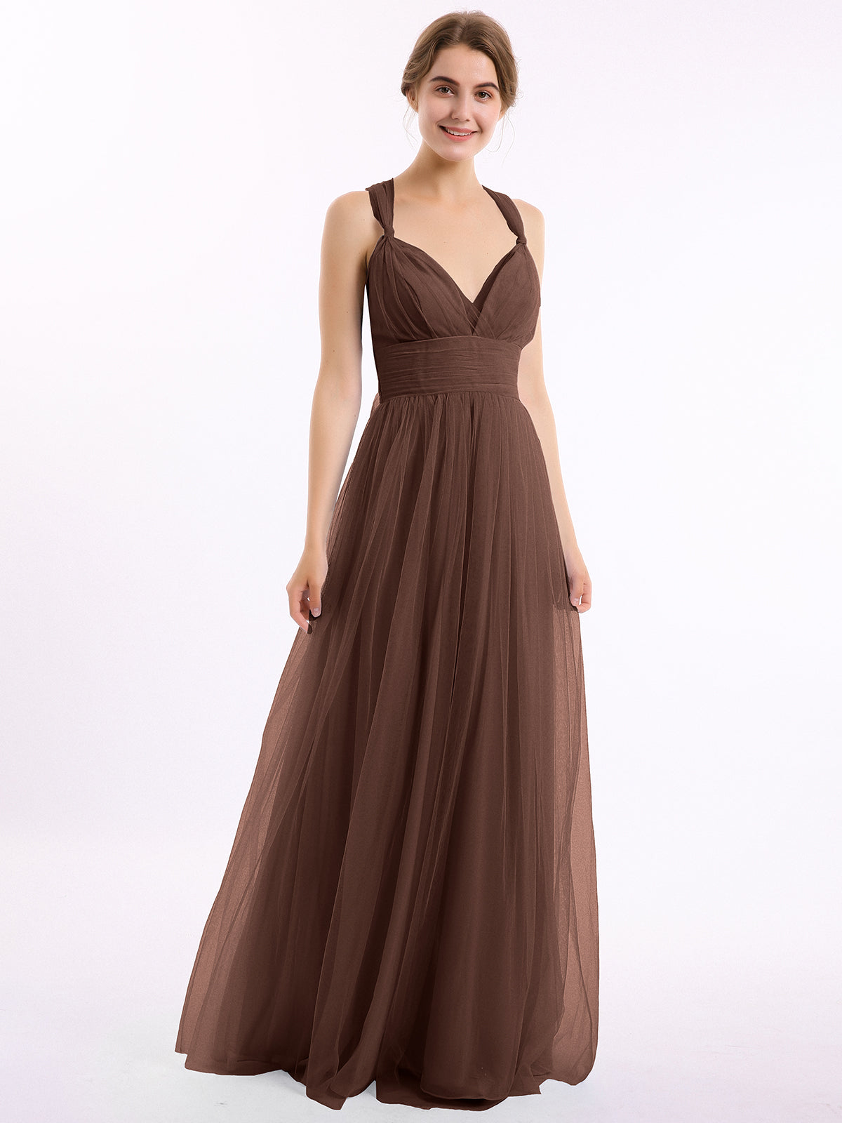 Long Tulle Dress with Convertible Back Design Pool Plus Size
