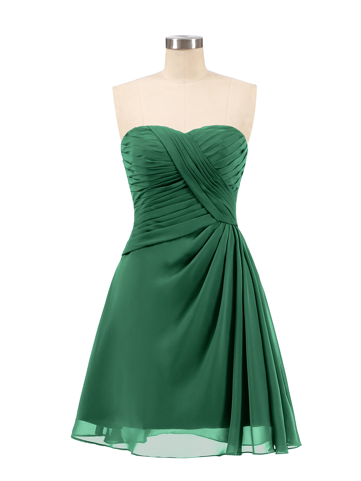 BABARONI Chiffon Dark Green Bridesmaid Dresses A-line Sweetheart Sleeveless  Short/Mini  BABARONI UK