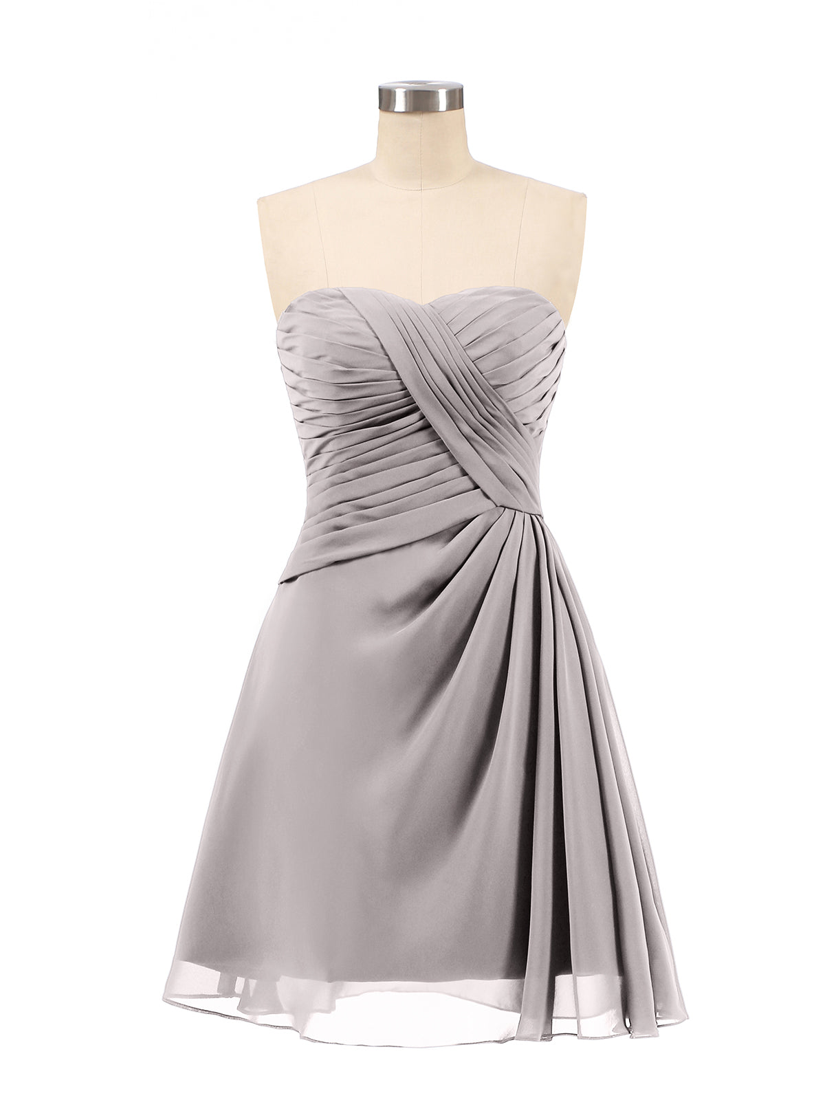 BABARONI Chiffon Silver Bridesmaid Dresses A-line Sweetheart Sleeveless  Short/Mini – BABARONI UK