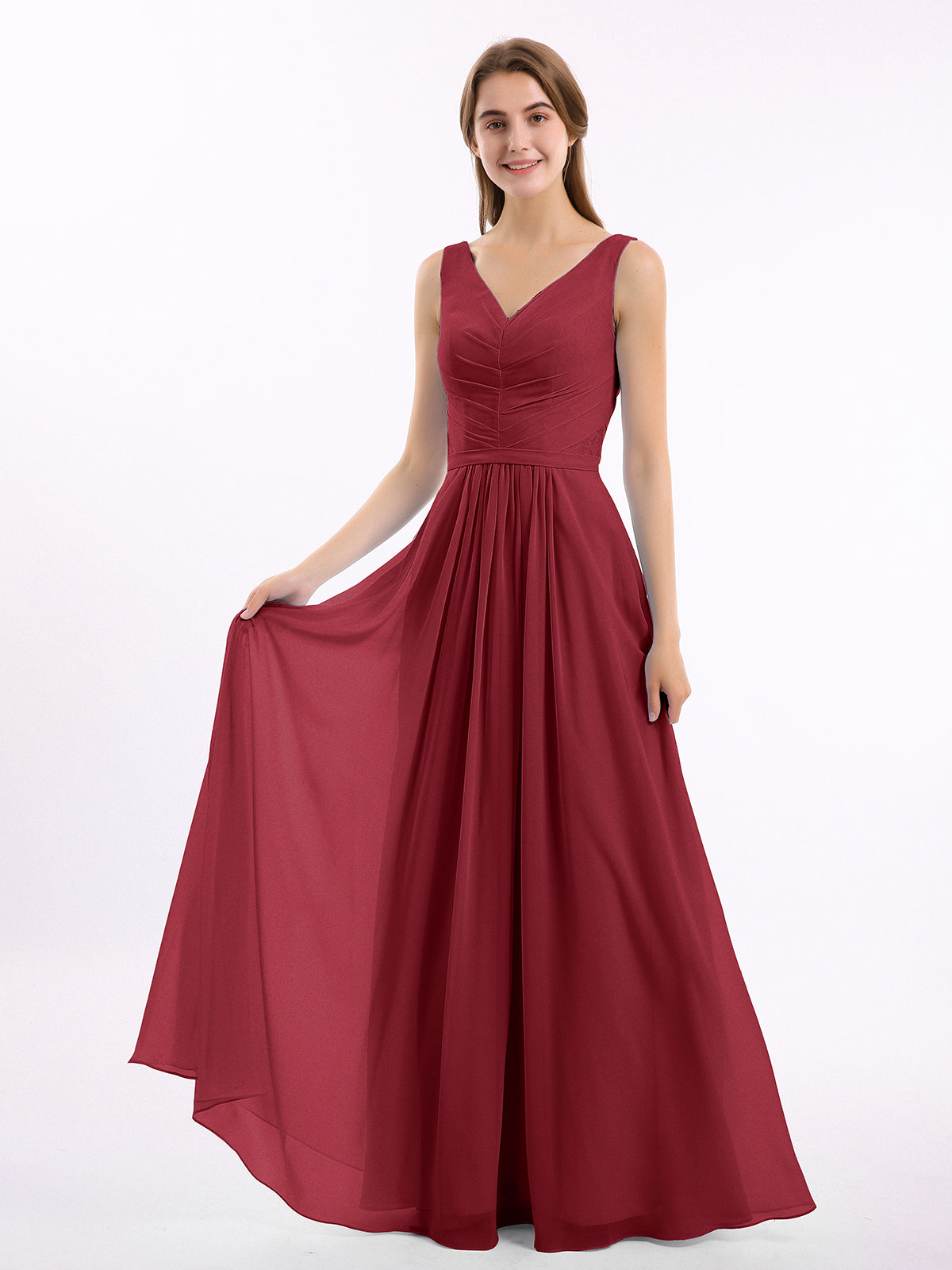 Warp Bodic Chiffon Long Dresses with Sash Bow Grape