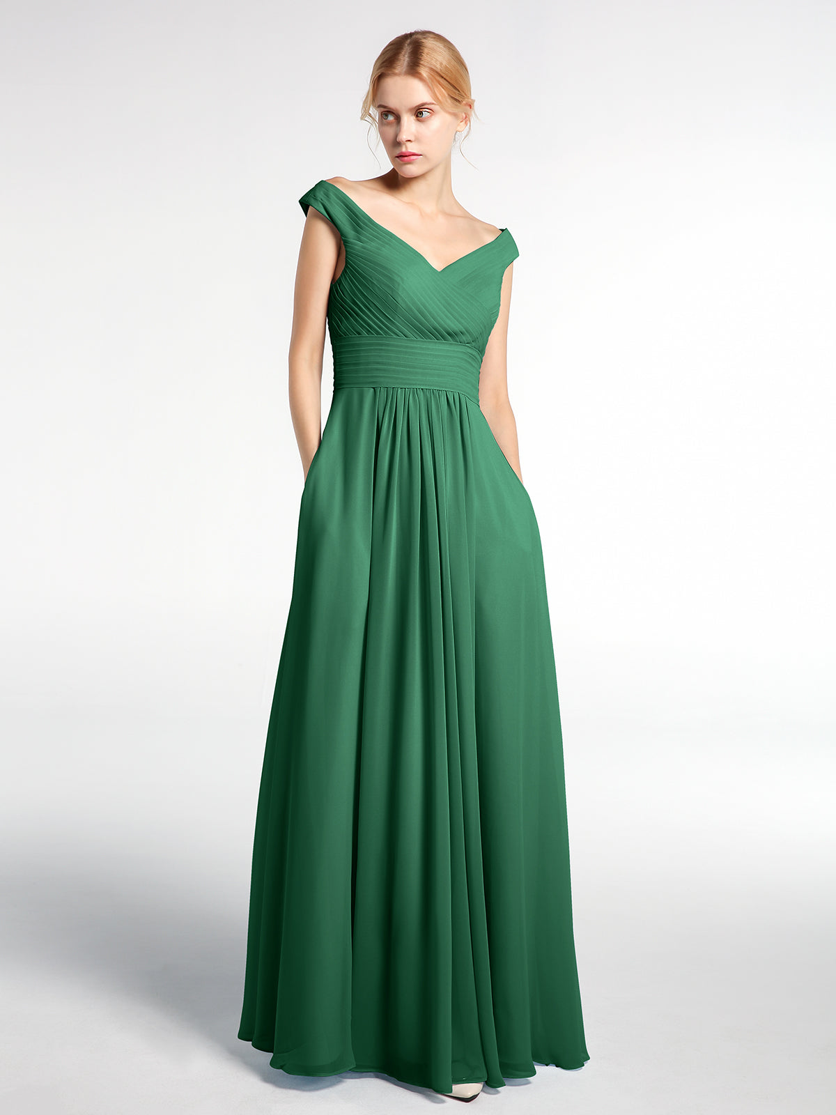 Hot Gorgeous Deep V Neck Dark Green Maxi Dress main image 1
