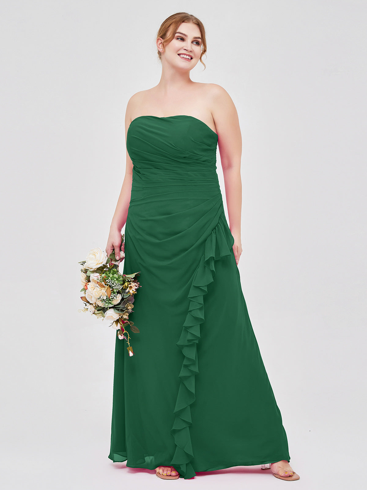 Sheath Strapless Floor Length Chiffon Dresses Sky Blue