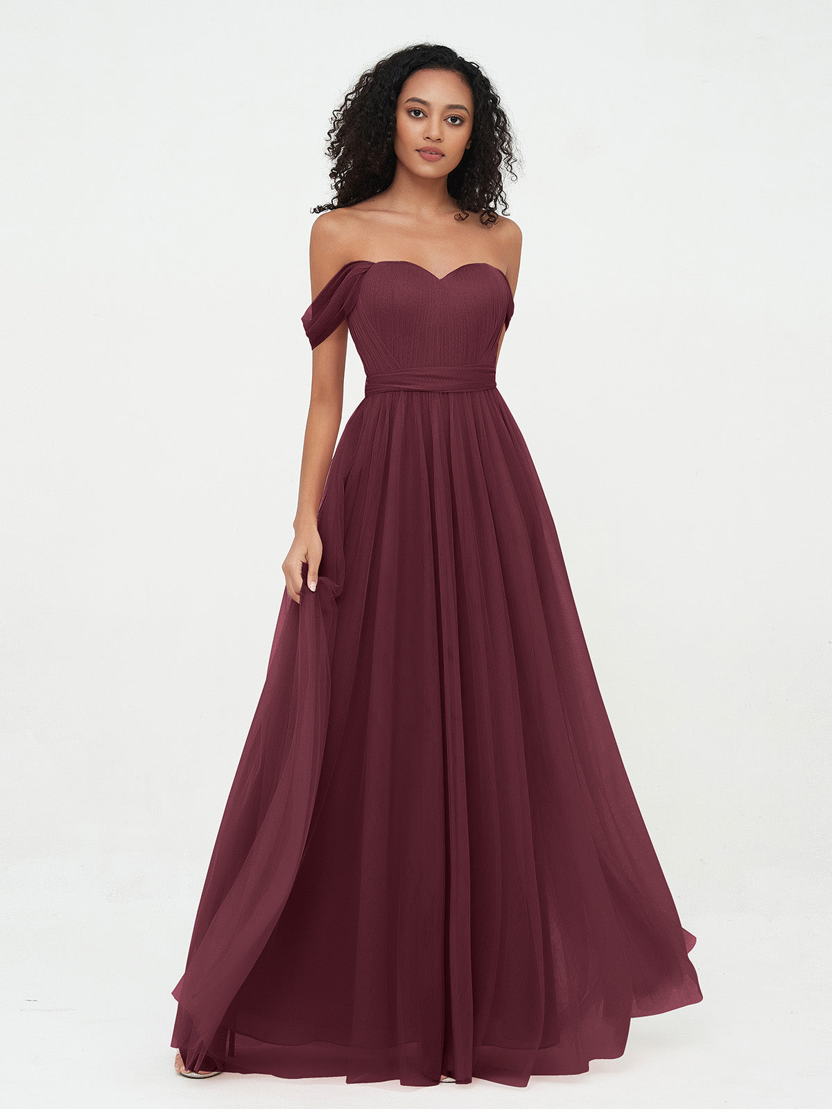 Sheath Off Shoulder Dresses with Slit Cabernet