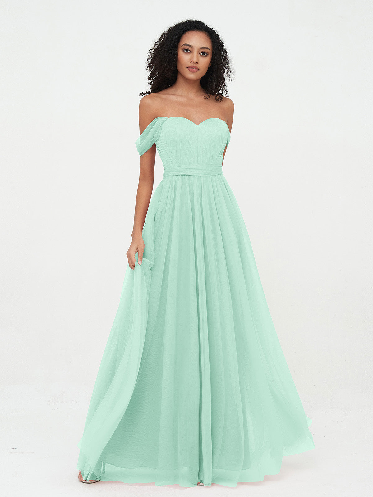 mint green off the shoulder dress Modest Mint Off Shoulder Slit Chiffon Mermaid Dress