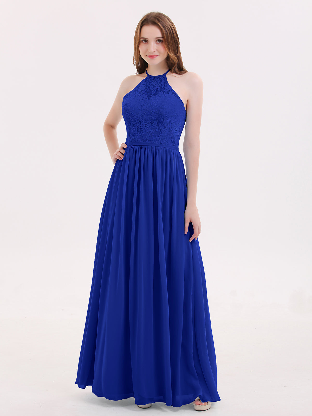BABARONI Chiffon Royal Blue Bridesmaid Dresses A-line Halter Sleeveless Floor-length BABARONI UK BABARONI Chiffon Royal Blue Bridesmaid Dresses A-line Halter Sleeveless Floor-length BABARONI UK
