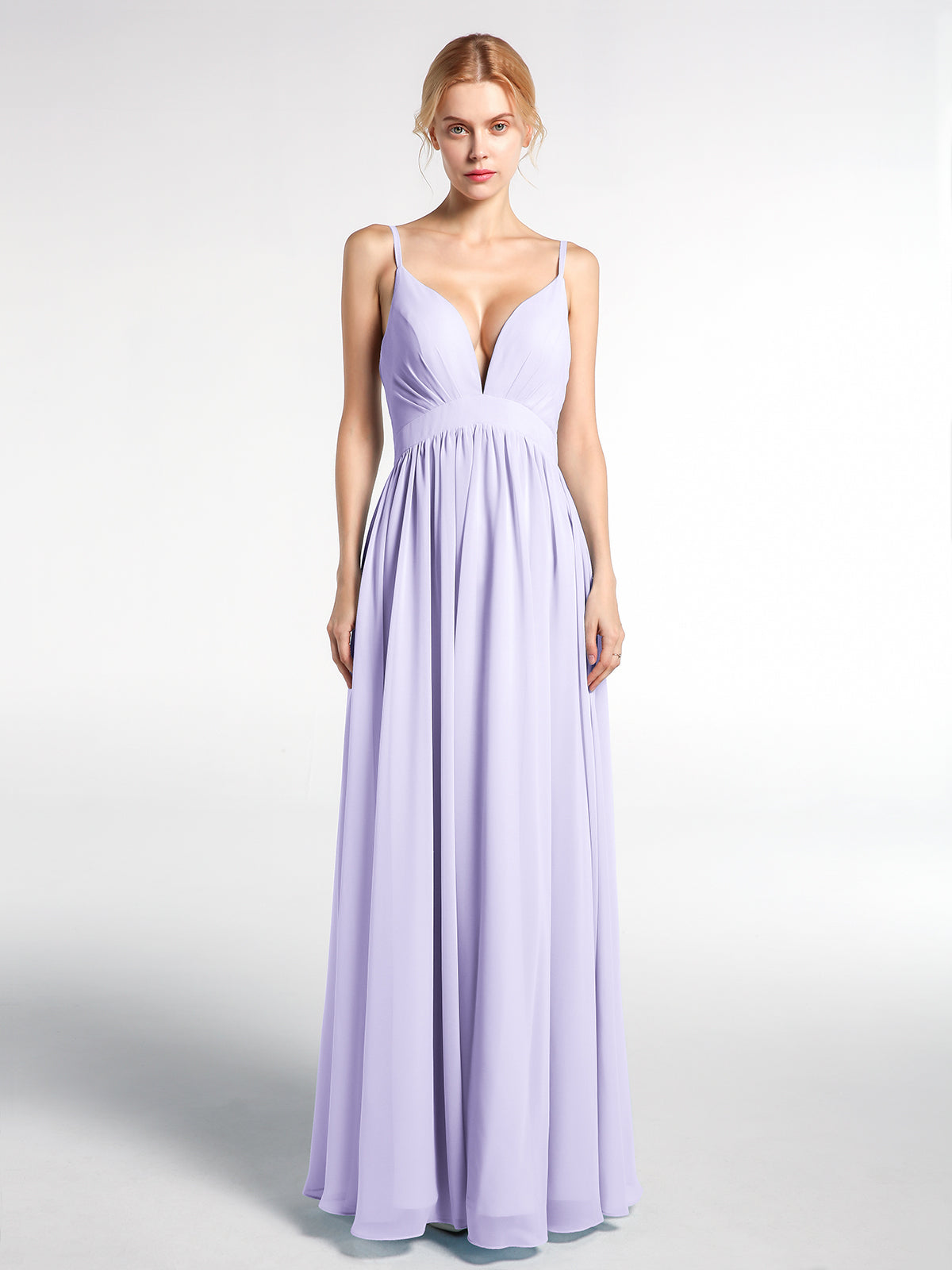 A-line Chiffon Dresses with V-neck Empire Waist Fuchsia