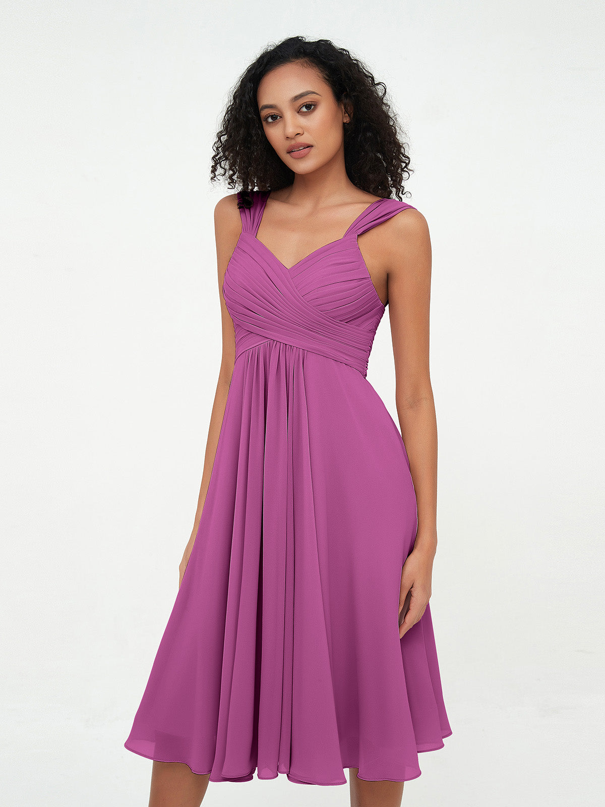 Sweetheart Neck Empire Short Chiffon Dresses Orchid Plus Size ...