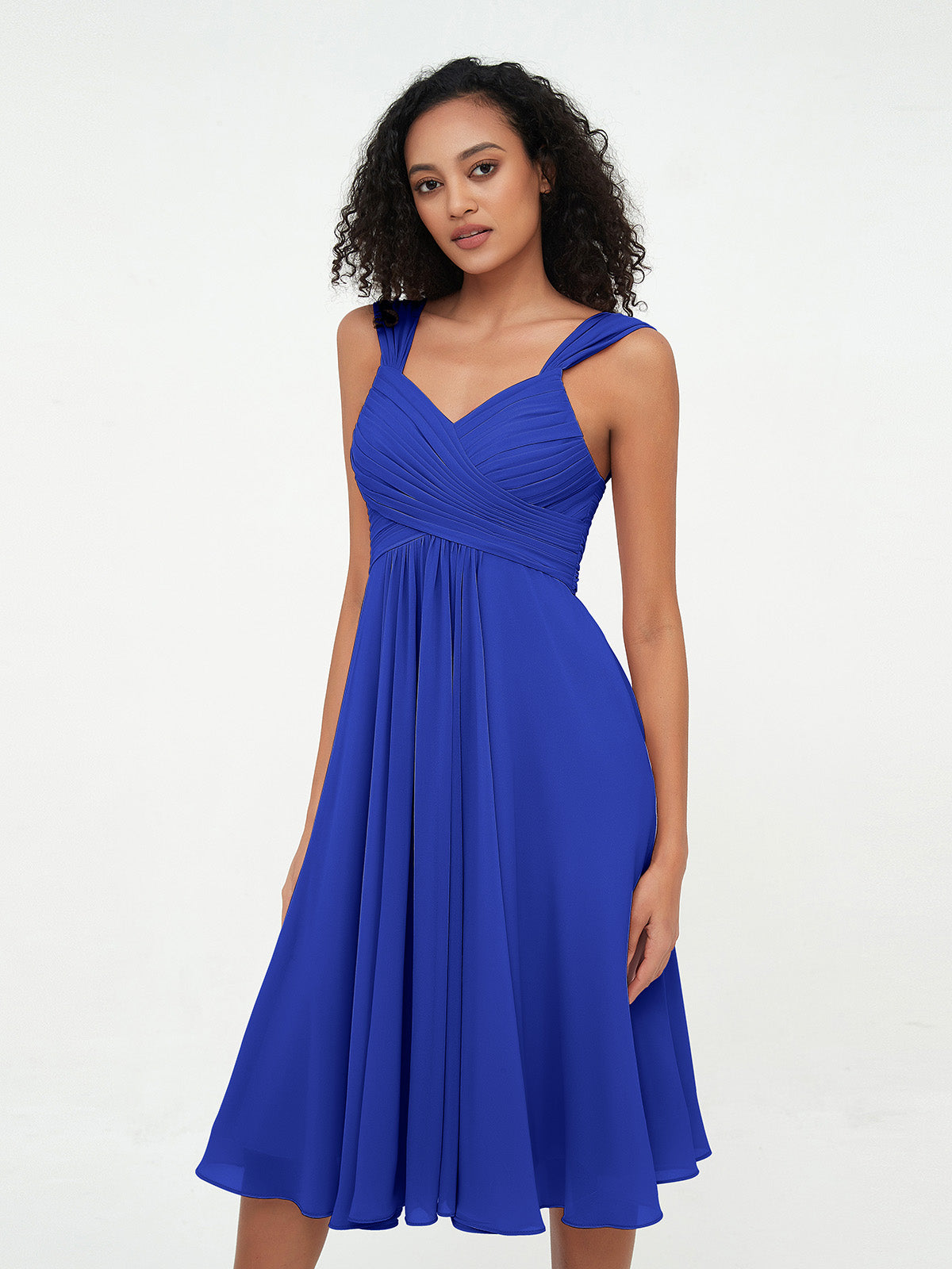 Sweetheart Neck Empire Chiffon Dresses with Belt Turquoise