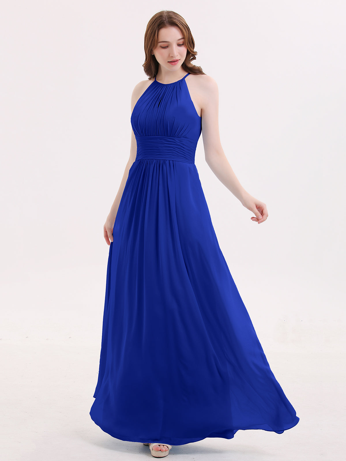 BABARONI Chiffon Royal Blue Bridesmaid Dresses A-line Halter Sleeveless Floor-length BABARONI UK BABARONI Chiffon Royal Blue Bridesmaid Dresses A-line Halter Sleeveless Floor-length BABARONI UK