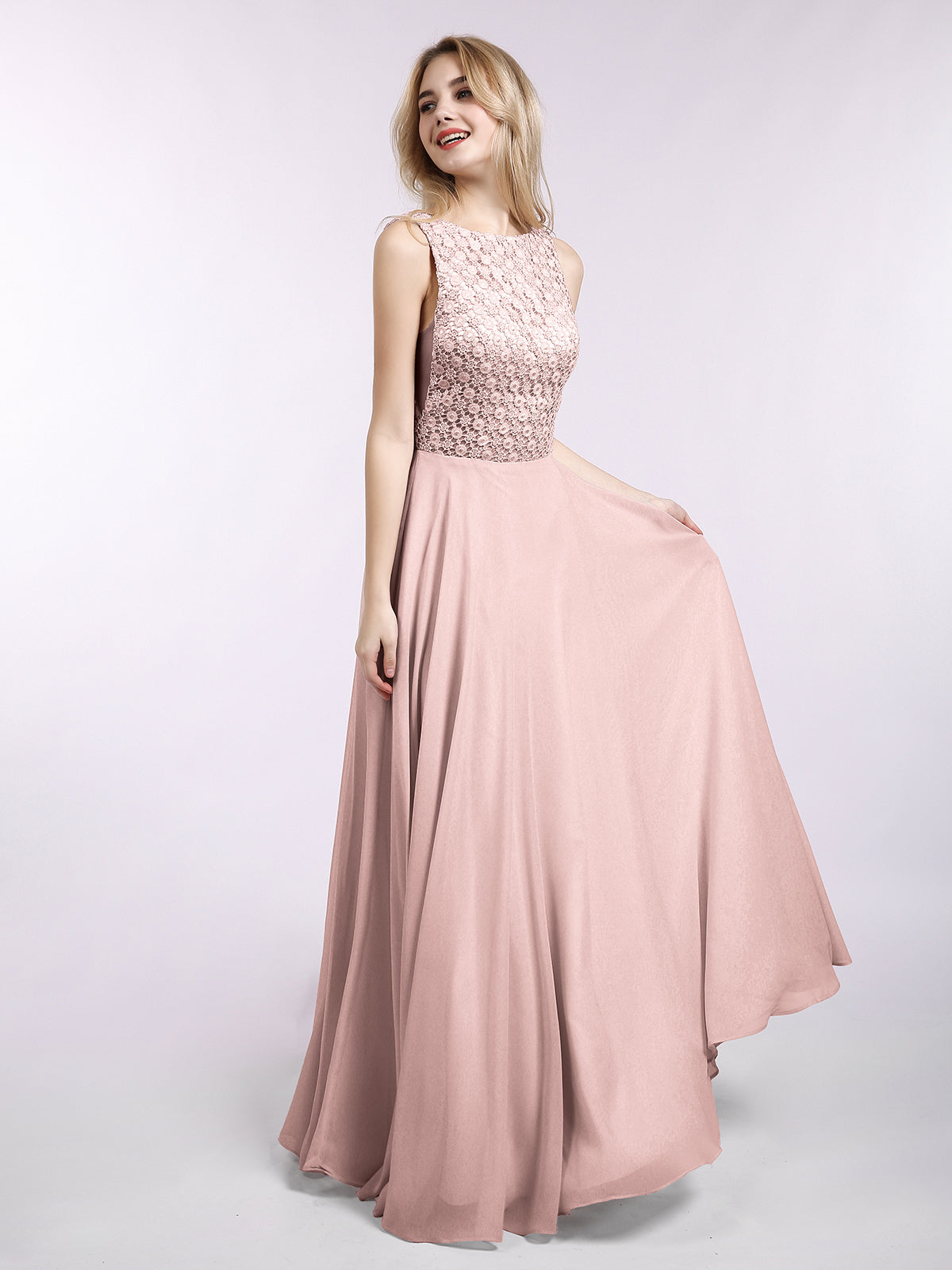 Lace And Chiffon Long Formal Dresses Dusk Plus Size