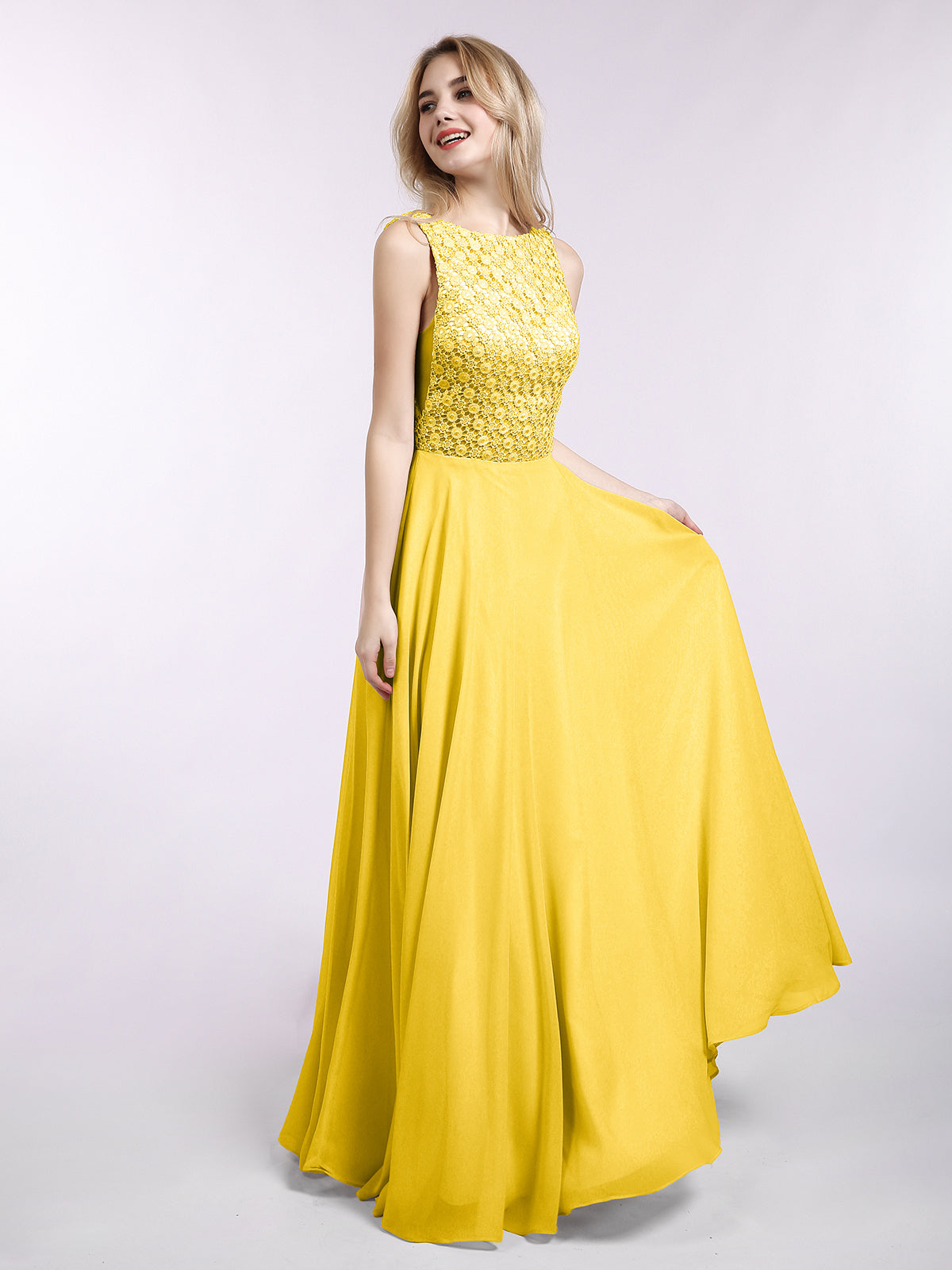 Lace And Chiffon Long Formal Dresses Marigold Plus Size Marigold UK22