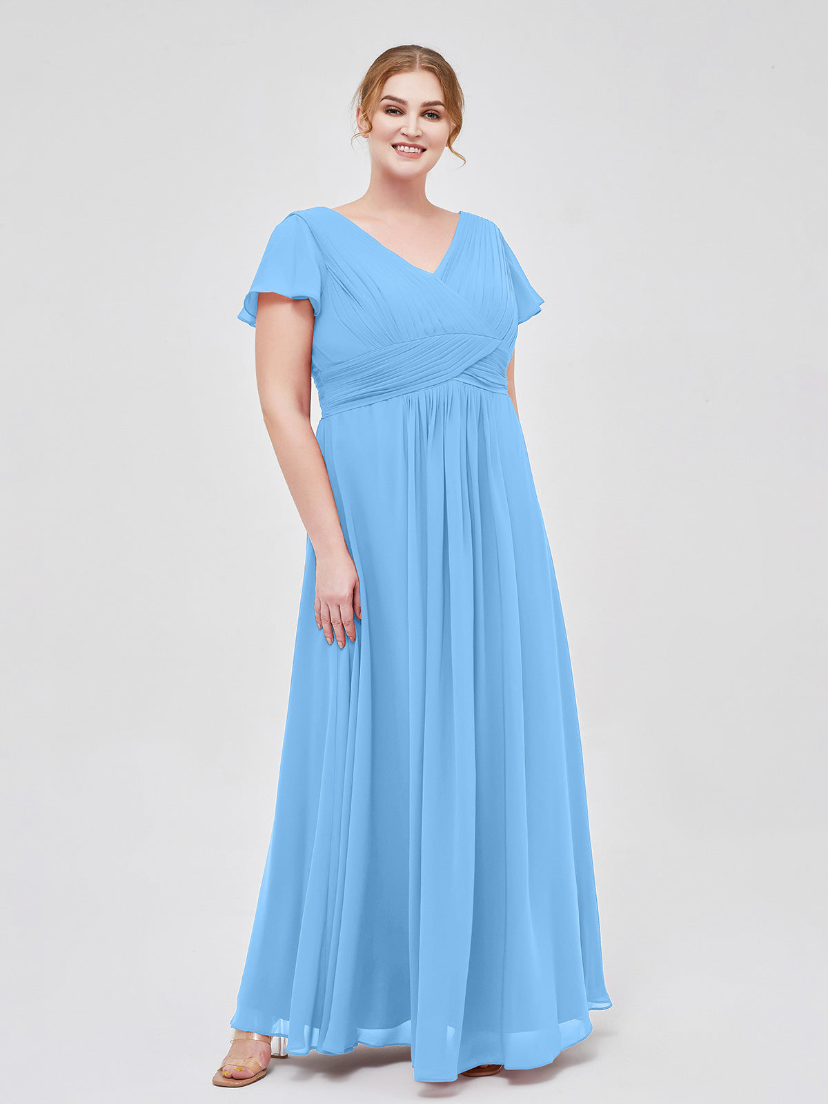 dusty blue plus size dress Zapakasa Women Illusion Neck A Line Mother of the Bride with Half Sleeves Long Wedding Guest Dress with Appliques shoulder neckline to the soft satin feel fabrication City Chic Women's Celina Halter