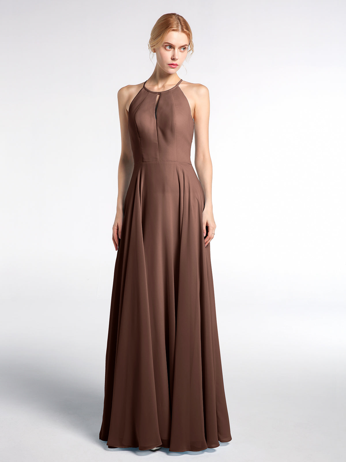 Keyhole Halter Neck Circle Skirt Maxi Dress Lilac