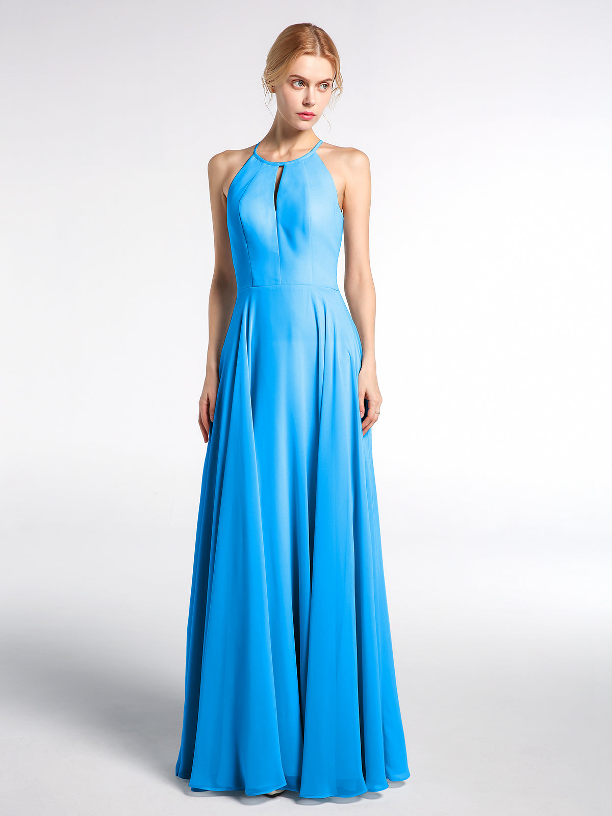 Keyhole Halter Neck Circle Skirt Maxi Dress Black