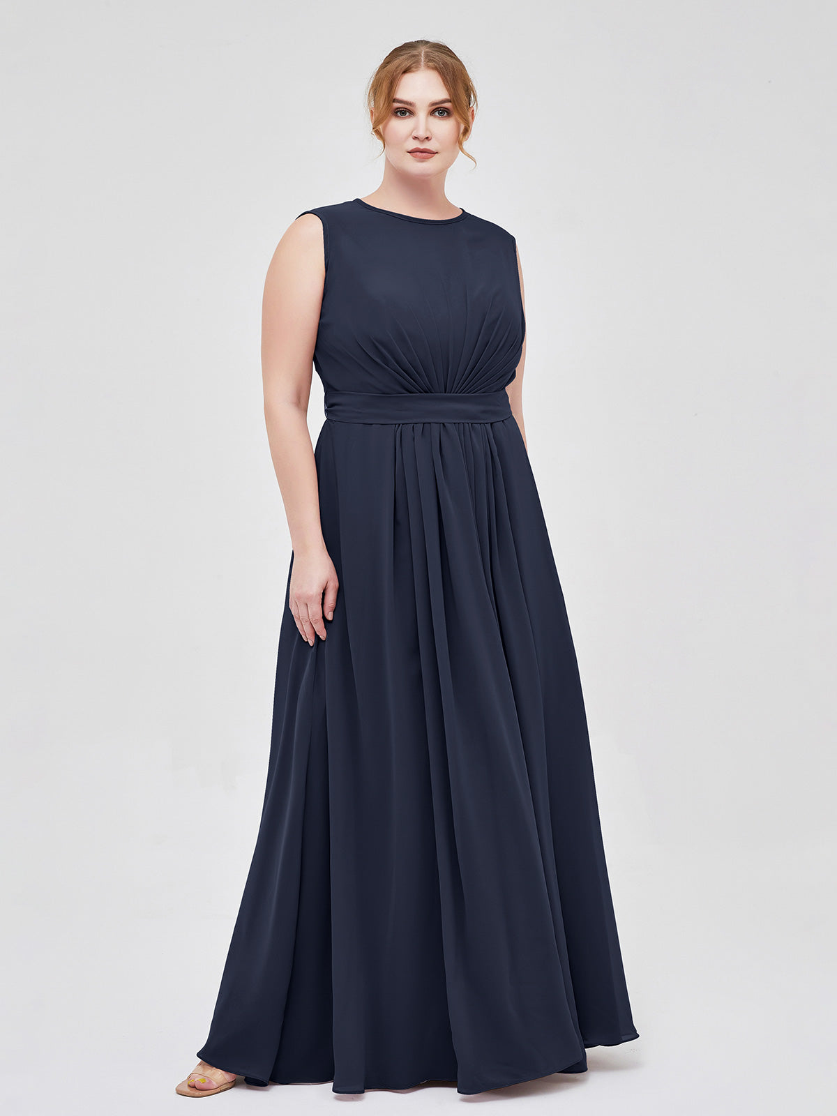 BABARONI Chiffon Dark Navy Bridesmaid Dresses A-line Bateau Sleeveless Floor-length BABARONI UK BABARONI Chiffon Dark Navy Bridesmaid Dresses A-line Bateau Sleeveless Floor-length BABARONI UK