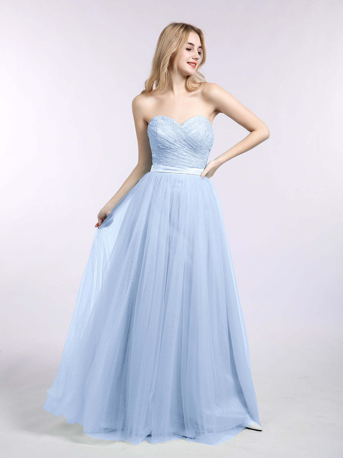 Sky blue store strapless dress