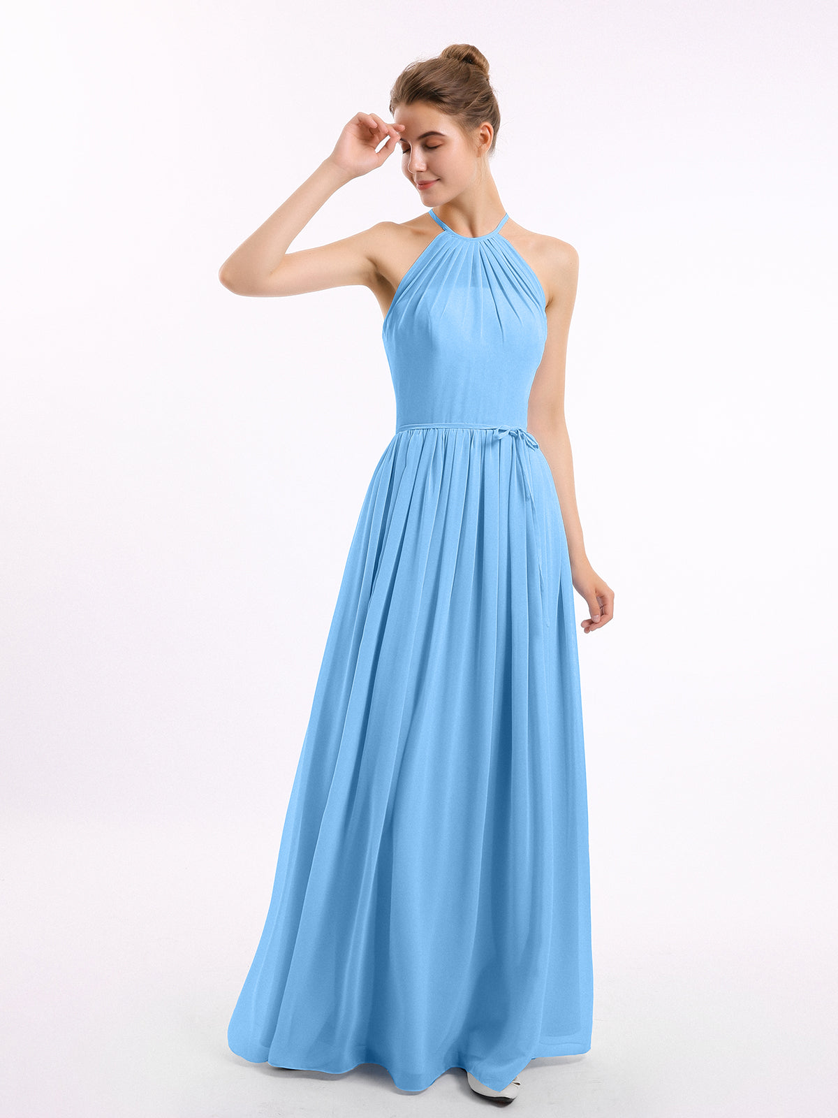 Light blue 2024 halter neck dress