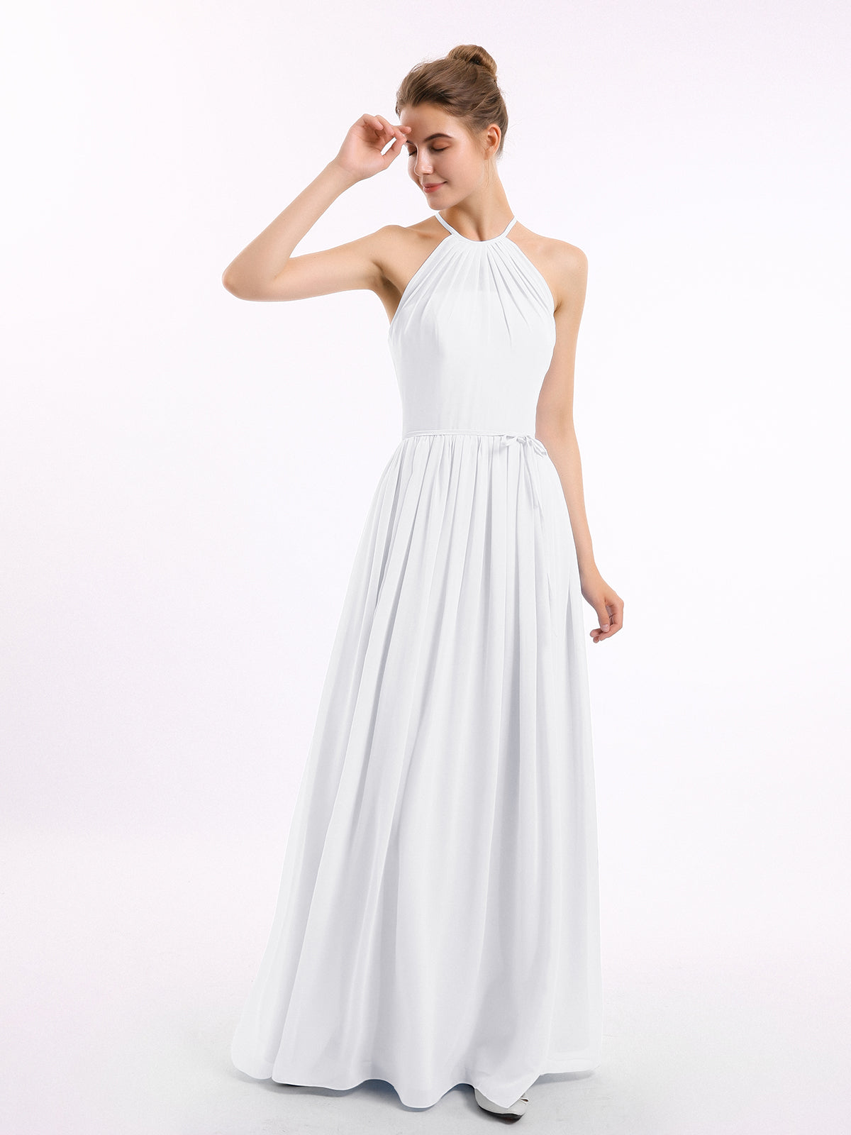 halter prom dress with pockets GLS Navy Long Beaded Halter Neck Evening Formal Dress - Size L