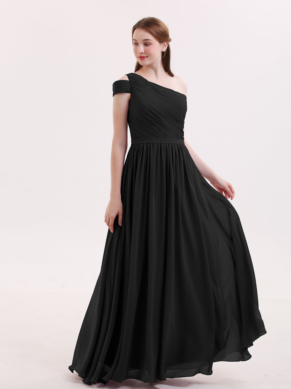 Long black outlet chiffon bridesmaid dresses