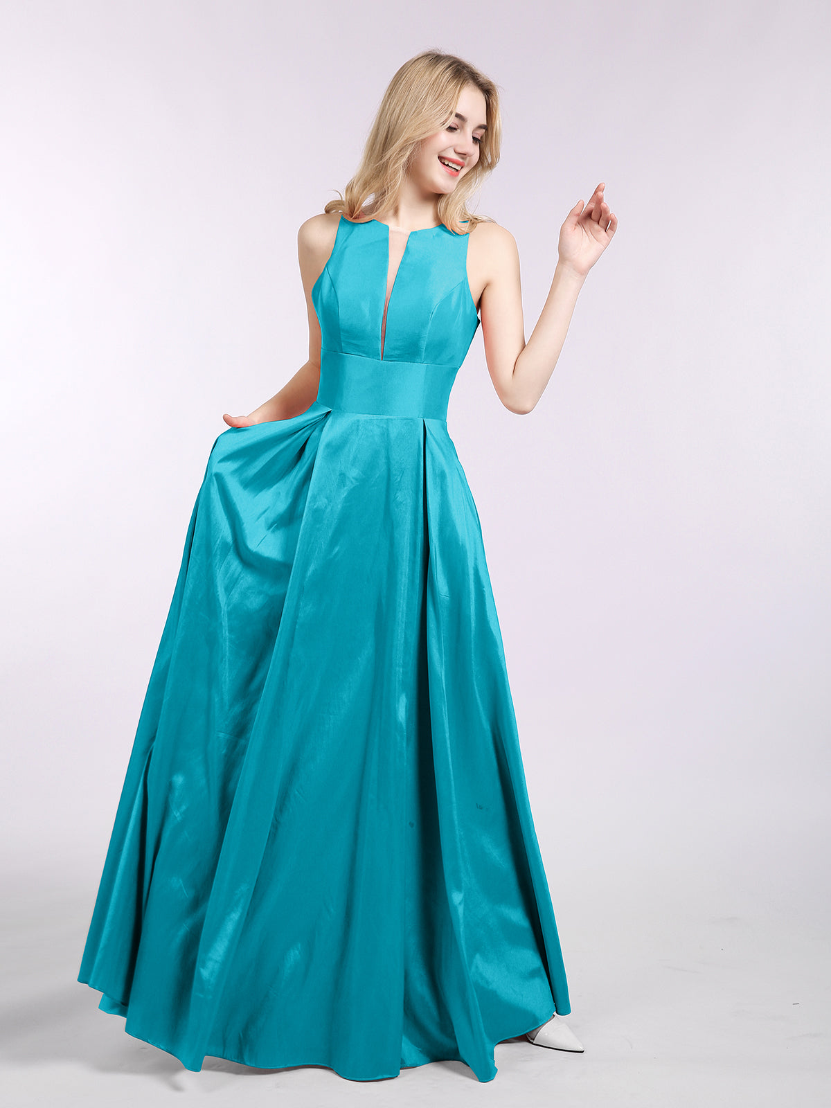 Simple Long Taffeta Dresses with Pockets Jade Plus Size BABARONI BABARONI UK