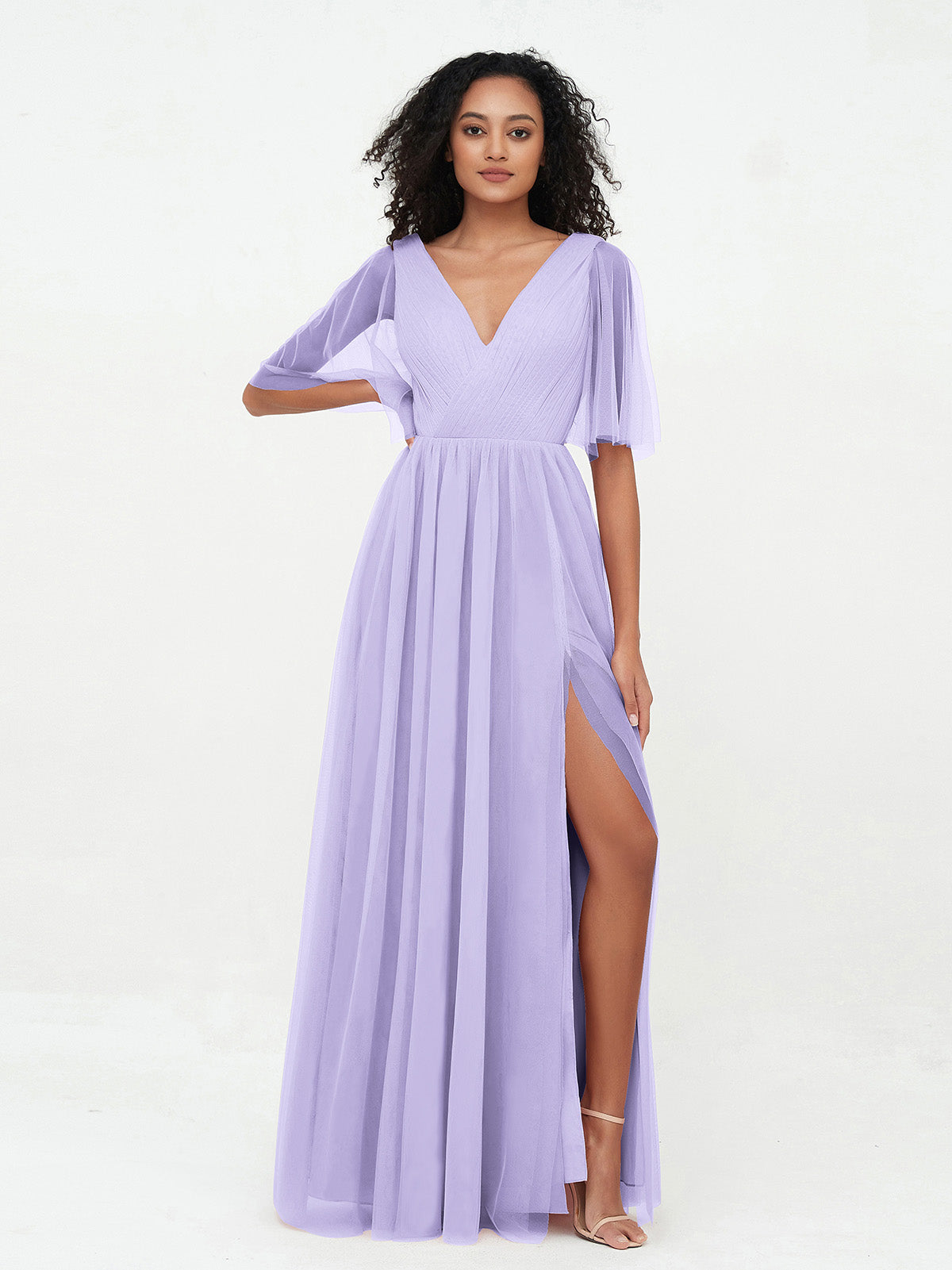 Lilac v 2025 neck dress