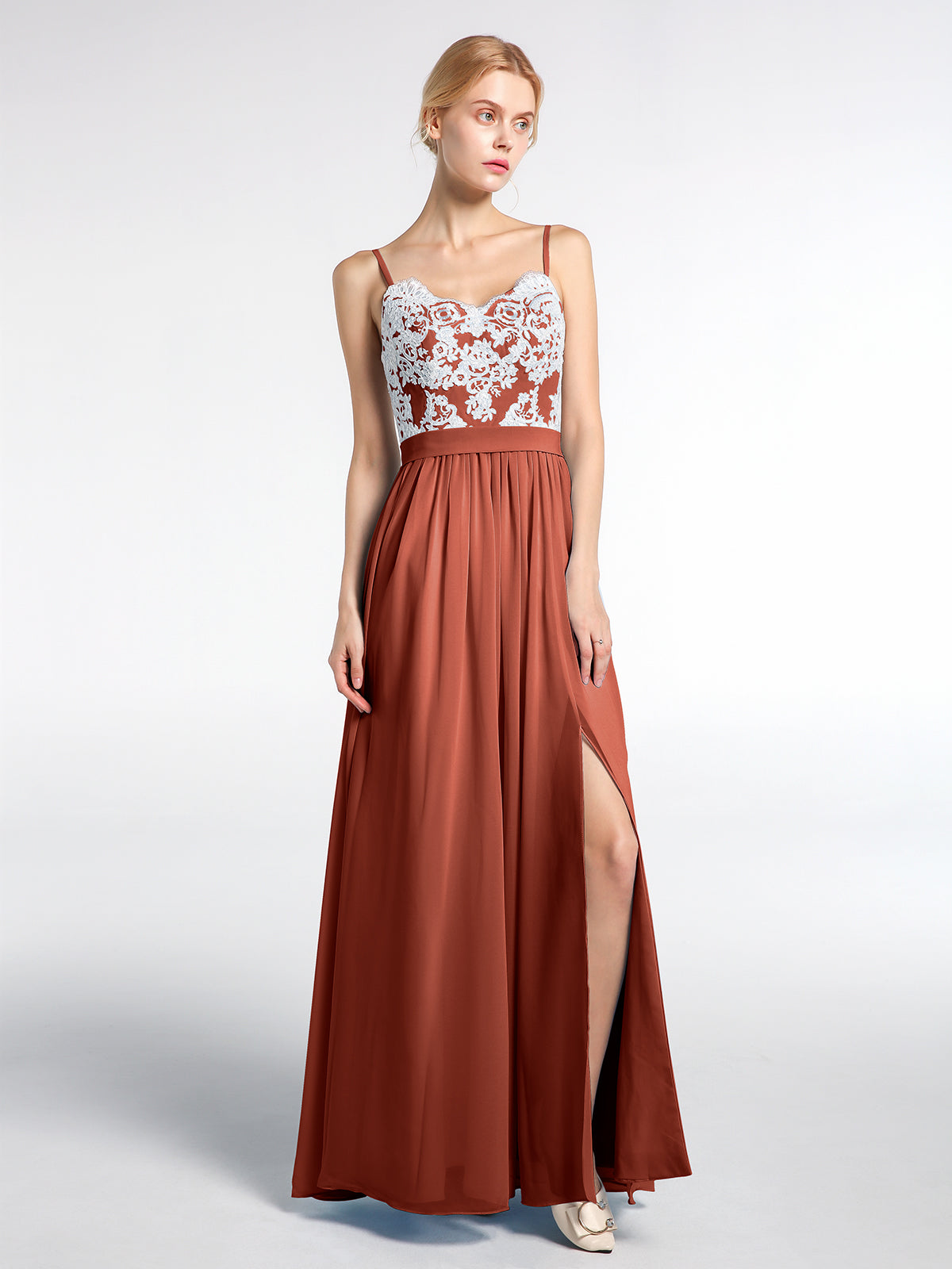 Rust lace 2024 maxi dress