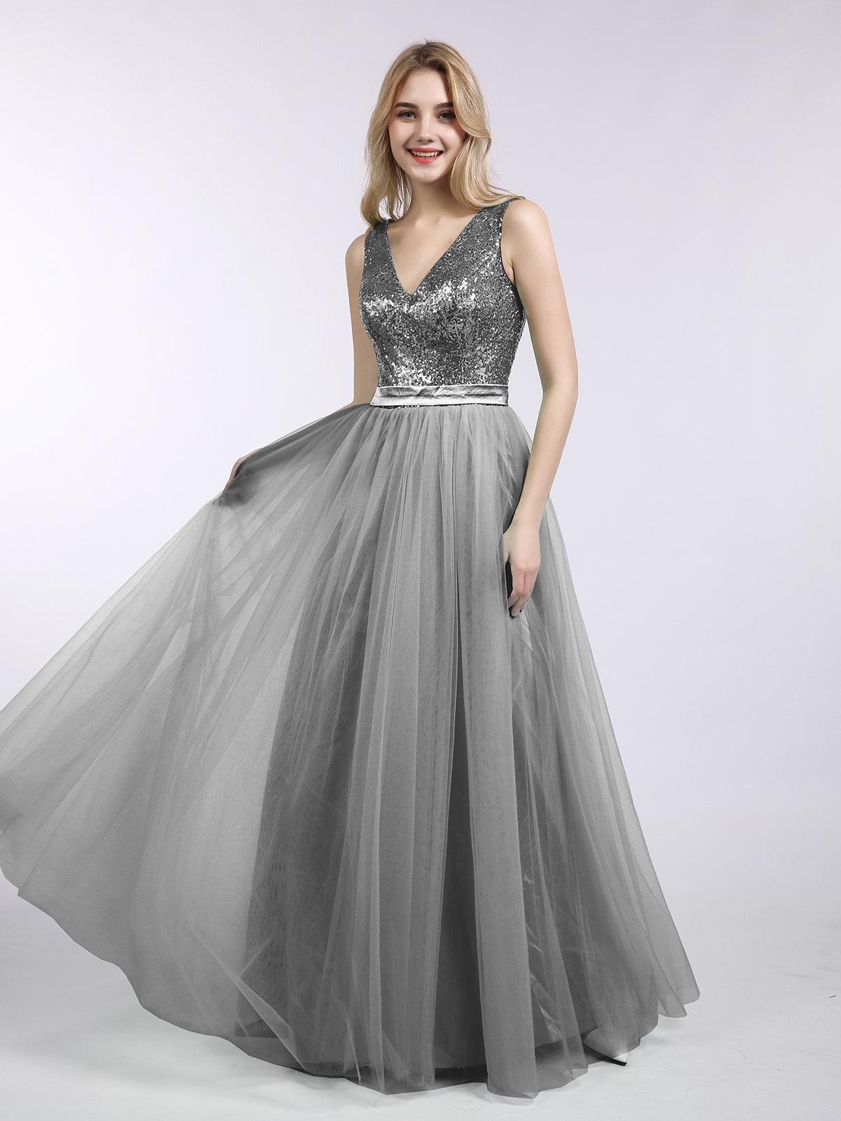 Silver hot sale ball dress