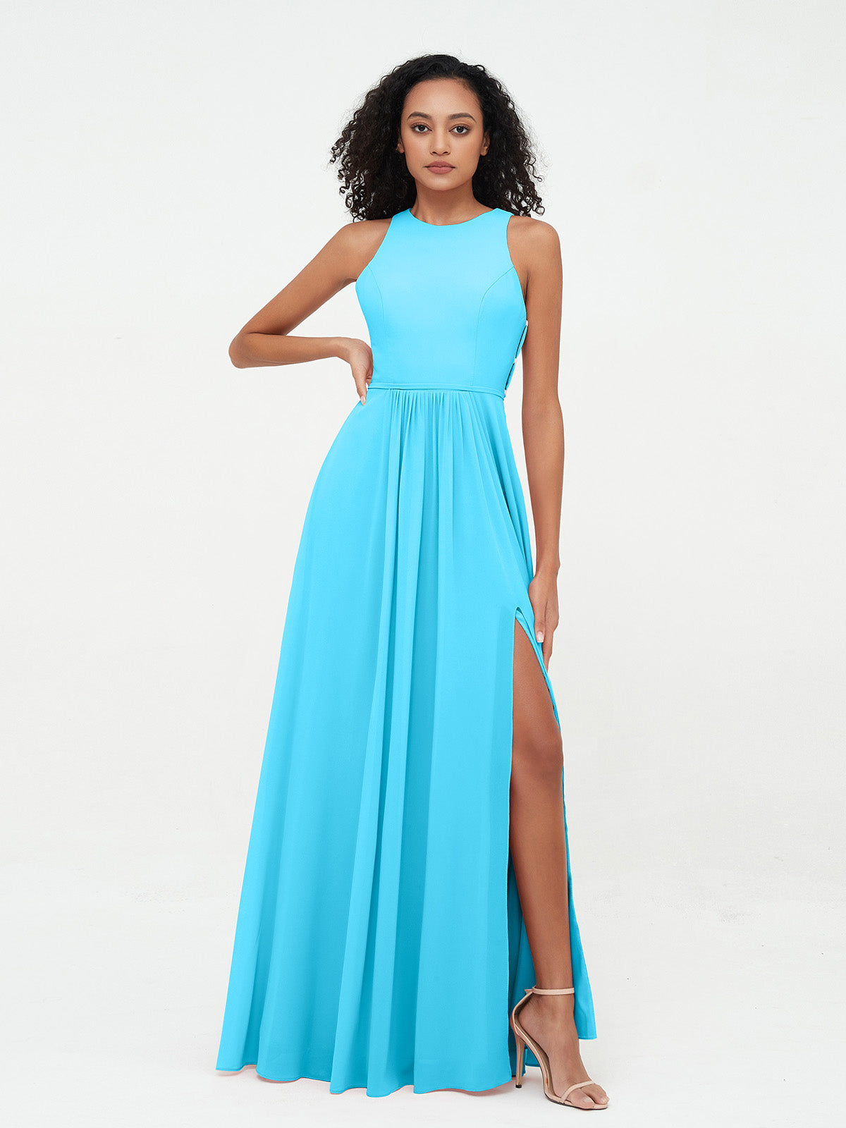 Halter Short Chiffron Dresses with V neck Spa