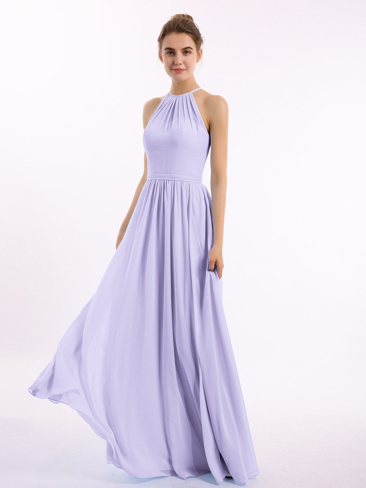 Halter Chiffon Dresses with Double StrapS Black