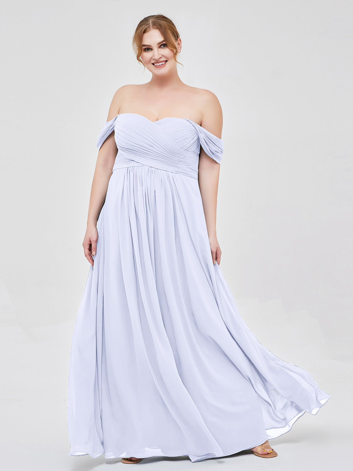 Empire Chiffon Off the shoulder Long Dresses Lavender Plus Size BABARONI BABARONI UK