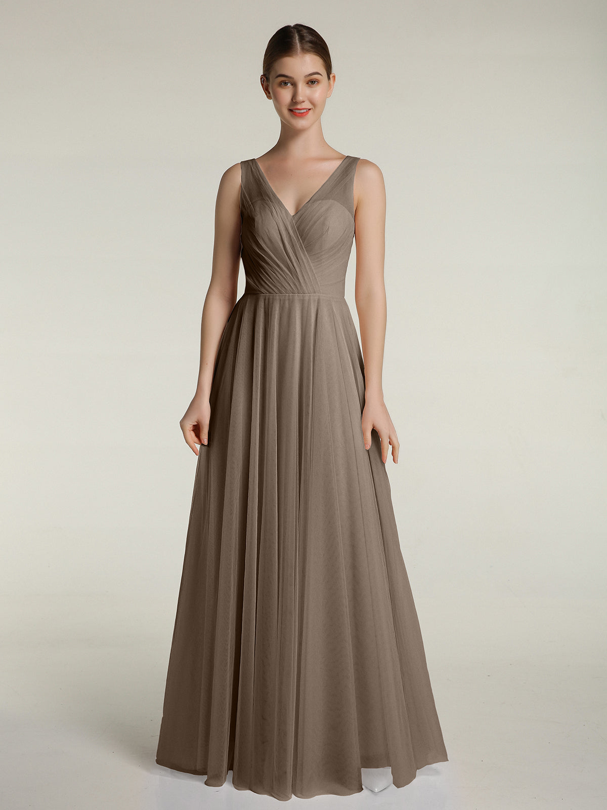 Taupe best sale evening dress