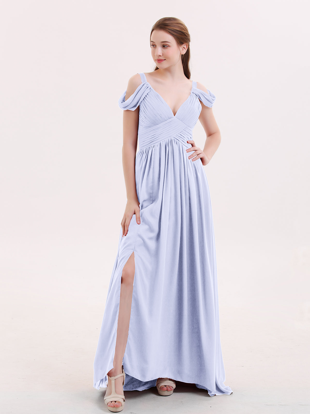 Sweep Train Chiffon Sexy Dress with Slit Dusty Rose