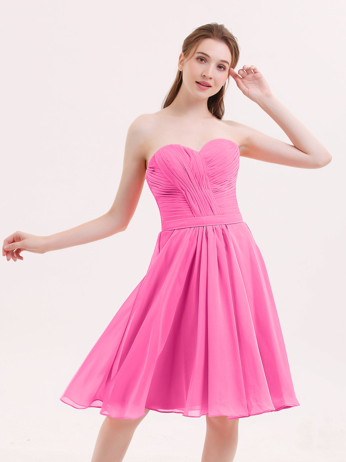 BABARONI Chiffon Azalea Bridesmaid Dresses A-line Sweetheart Sleeveless  Knee-length – BABARONI UK
