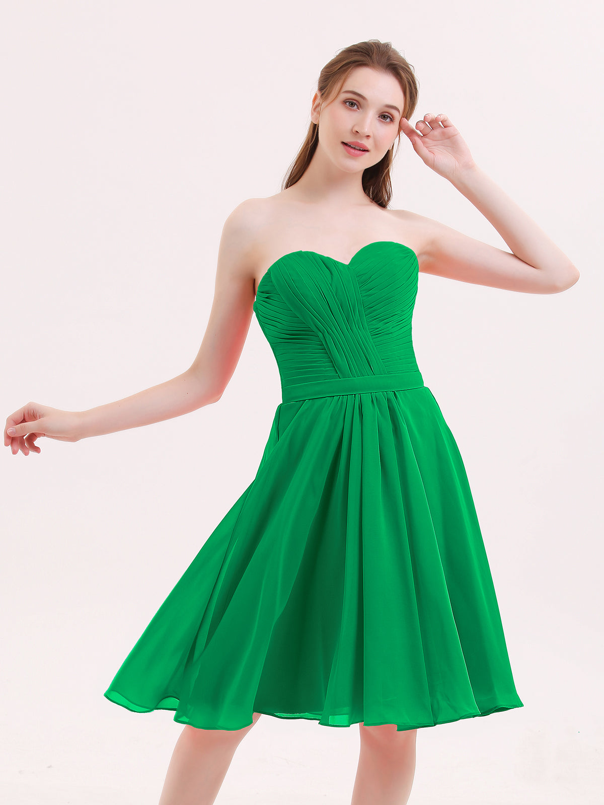 BABARONI Chiffon Emerald Bridesmaid Dresses A-line Sweetheart Sleeveless  Knee-length  BABARONI UK